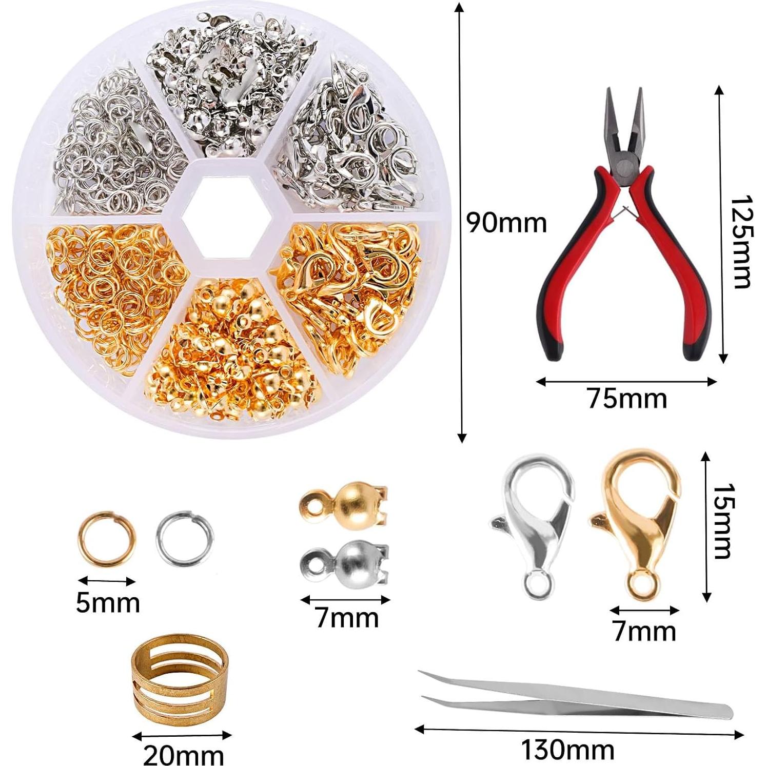 Kit de Cierres de Joyería JALEVID 463 Piezas Oro y Plata