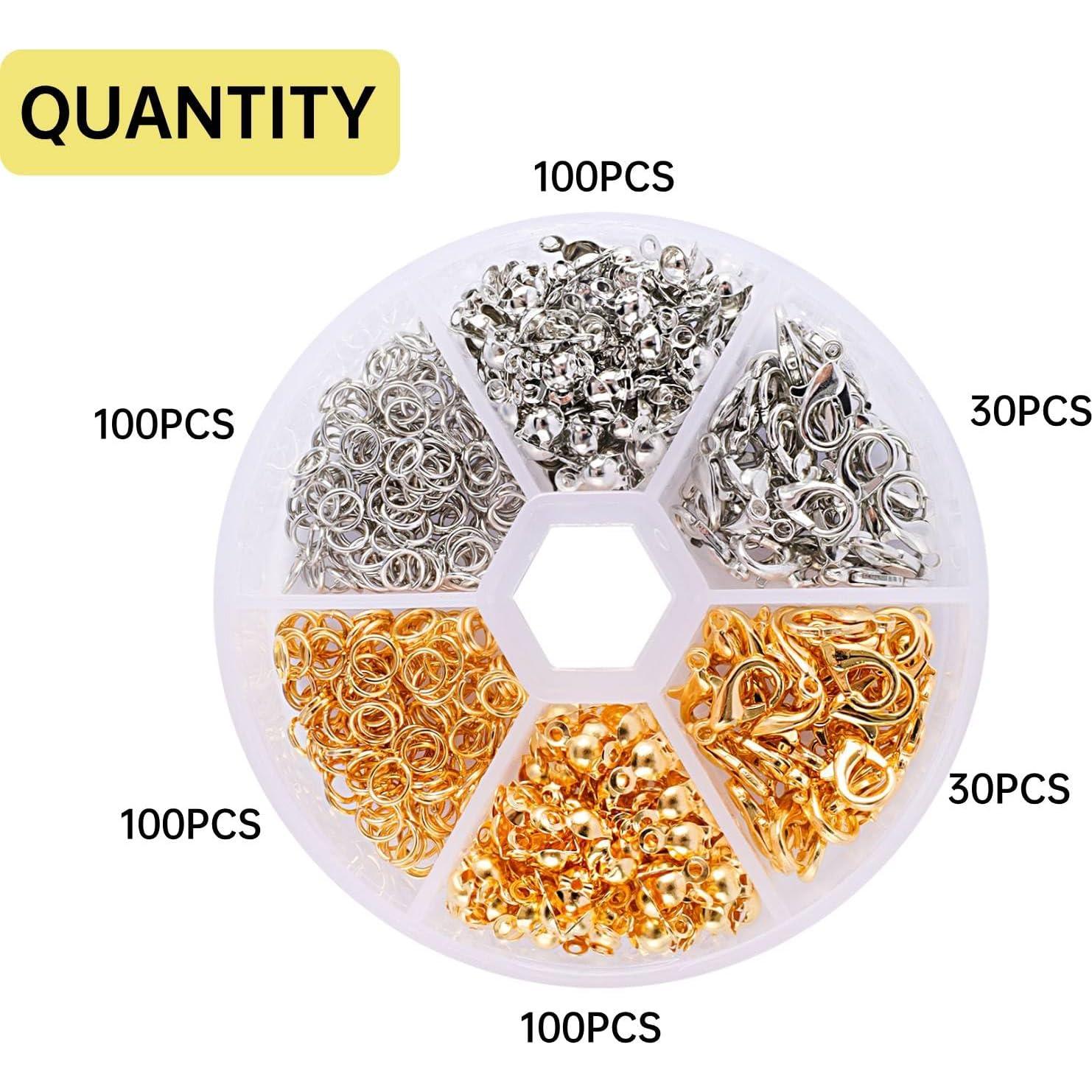 Kit de Cierres de Joyería JALEVID 463 Piezas Oro y Plata