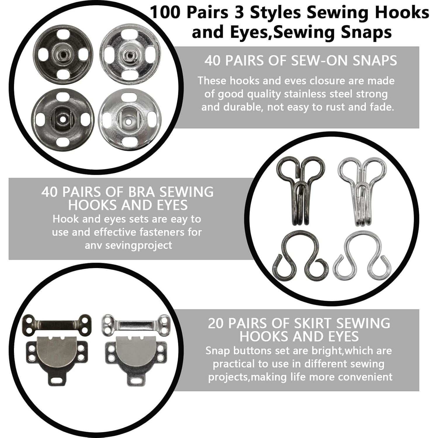 100 Pares Ganchos y Ojos de Costura BDS-HOME - Cobre