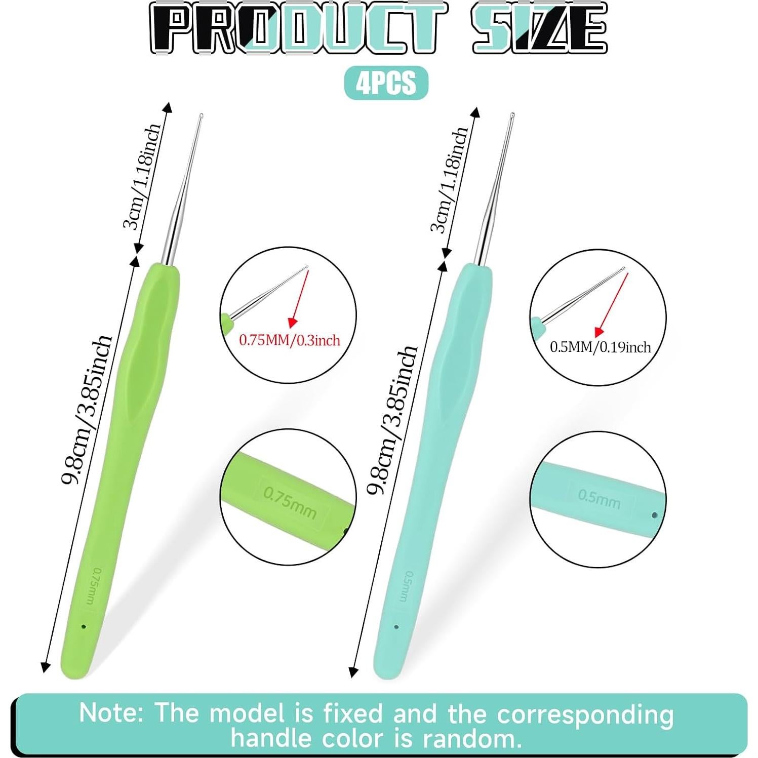 Ganchos de Crochet para Dreadlock KALIONE 0.5mm y 0.75mm - 4 Piezas