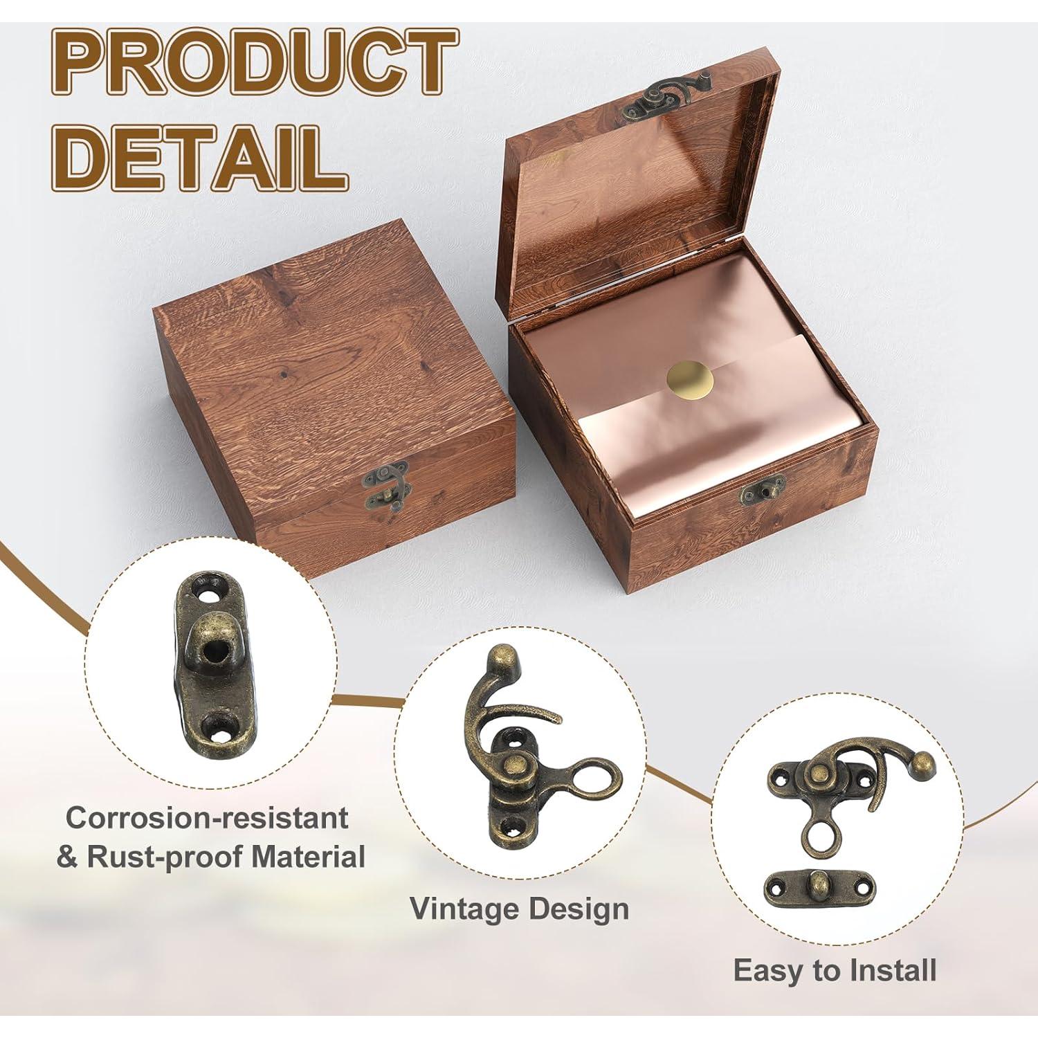 Pestillo de Caja de Madera PATIKIL 32x29mm Bronce Vintage 4 Pcs