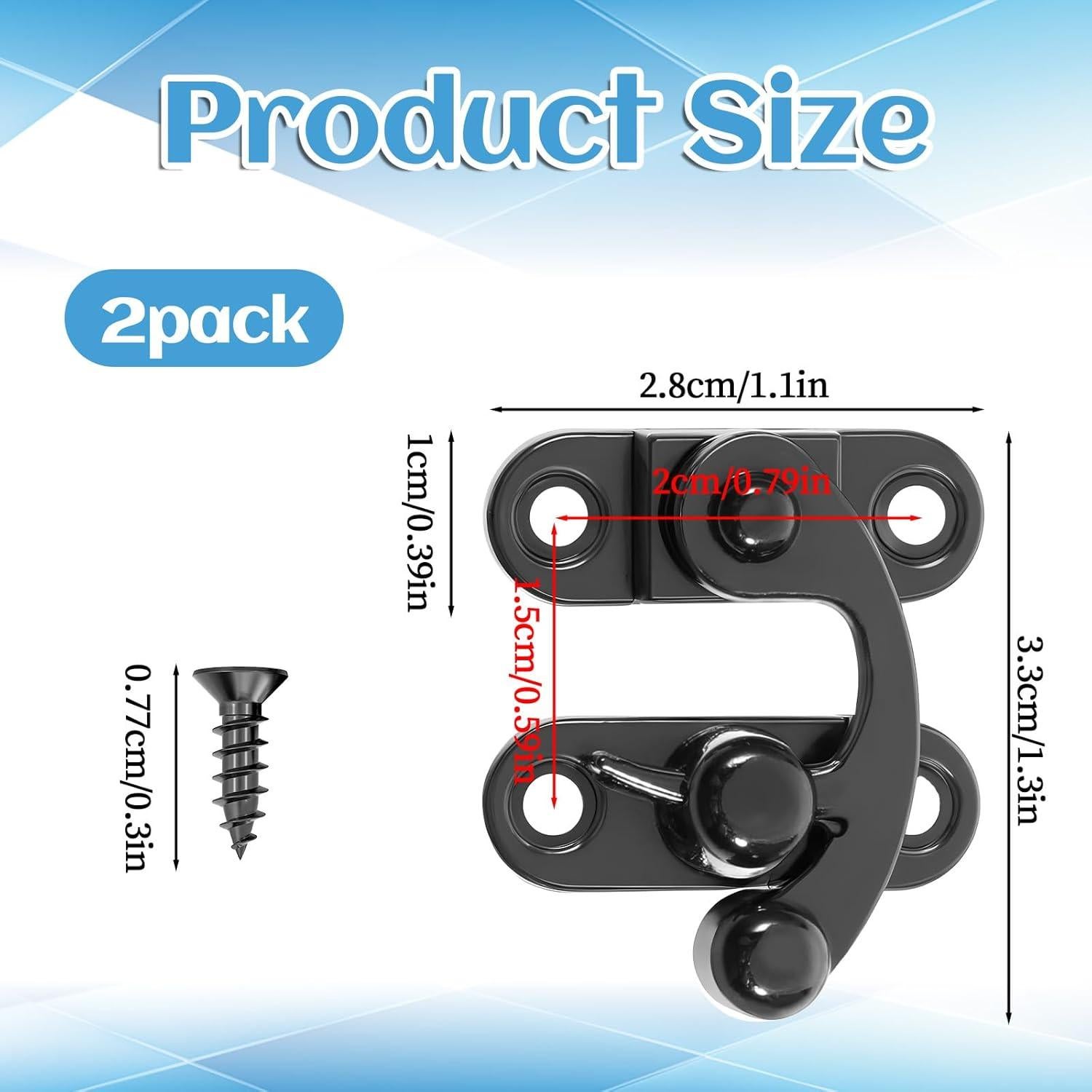 2 Pestillos de Hasp Antiguos Negros BOHUIZ 33x28mm