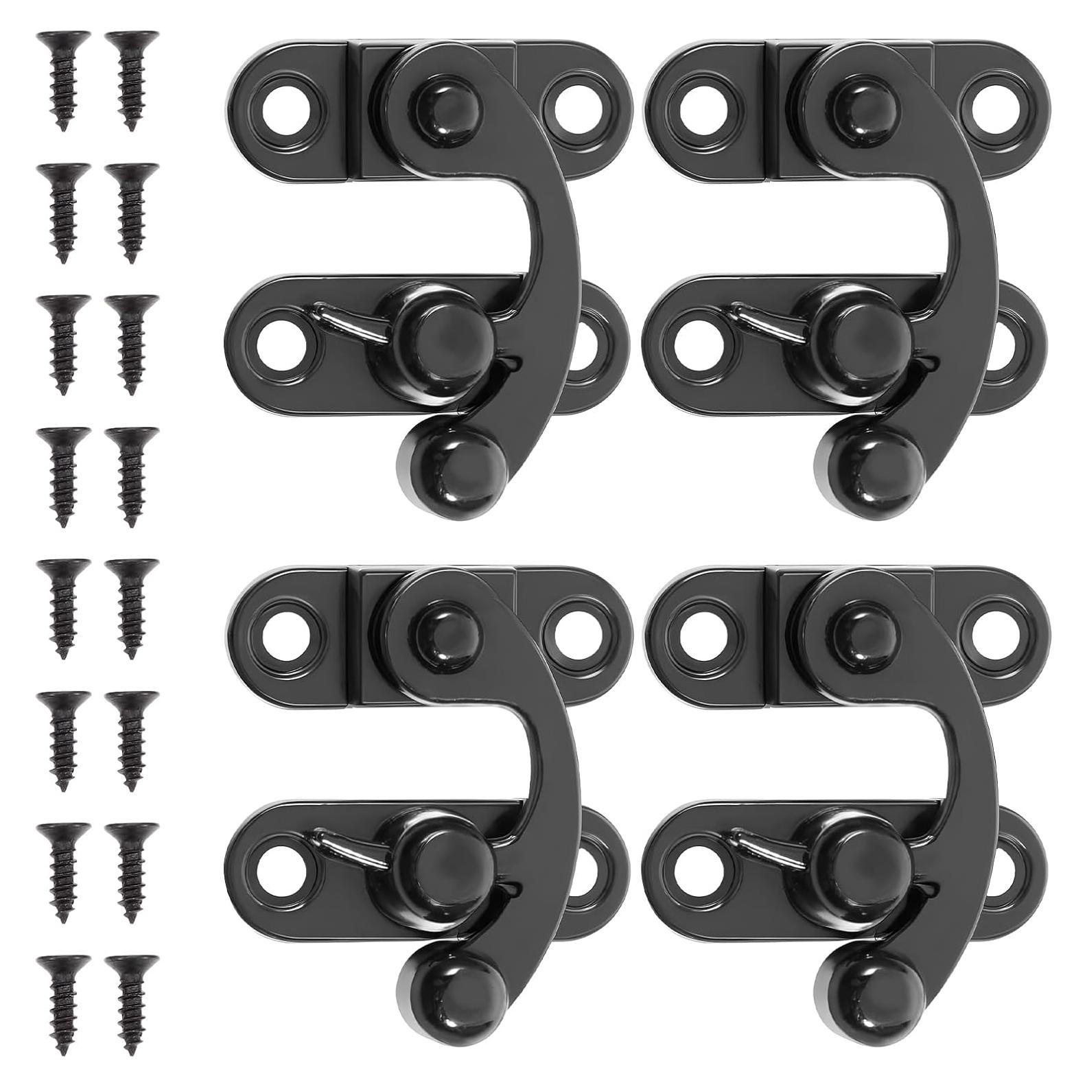 4 Pestillos de Gancho Antiguo LXUEJIE Negros con Tornillos