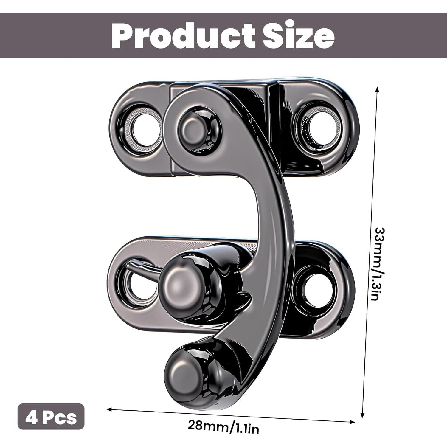 4 Pestillos de Gancho Antiguo LXUEJIE Negros con Tornillos