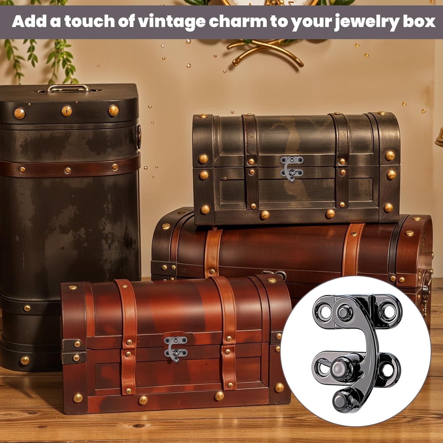 4 Pestillos de Gancho Antiguo LXUEJIE Negros con Tornillos