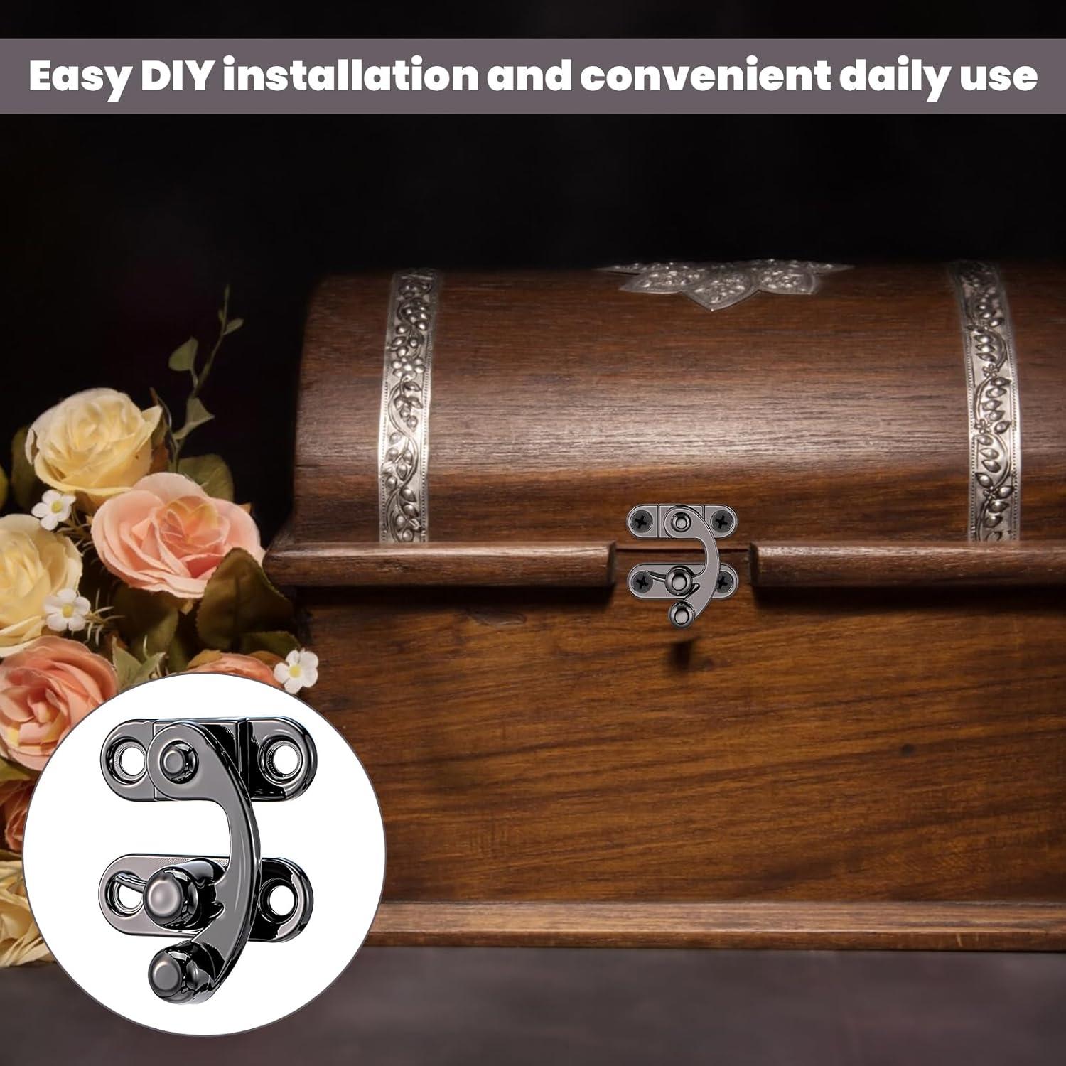 4 Pestillos de Gancho Antiguo LXUEJIE Negros con Tornillos