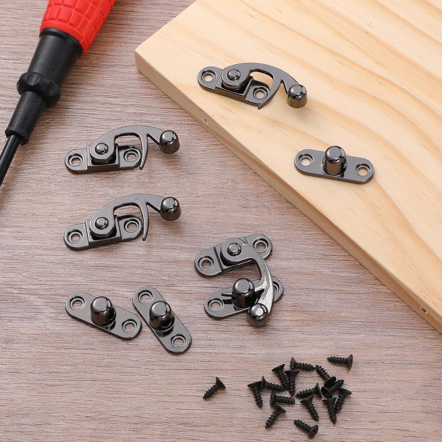 4 Pestillos de Gancho Antiguo LXUEJIE Negros con Tornillos