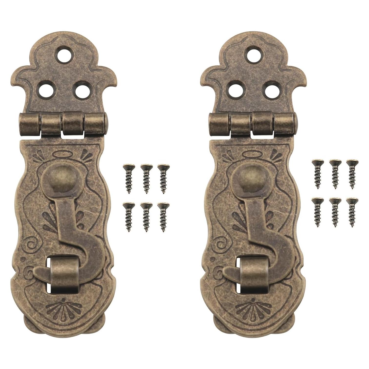 2 Piezas Pestillos Decorativos de Metal Vintage para Caja de Madera