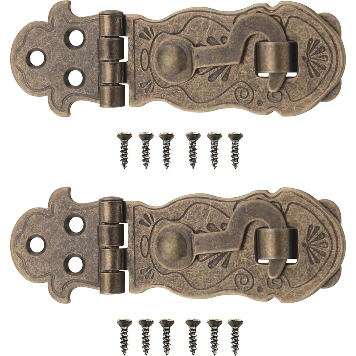 2 Piezas Pestillos Decorativos de Metal Vintage para Caja de Madera