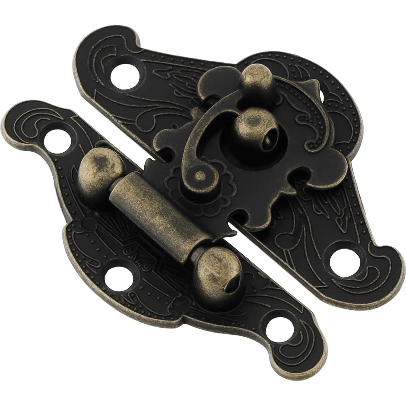 Kit de Bisagras y Cerraduras Vintage HOJLKLD - 4 Cerraduras y 8 Bisagras de Bronce Antiguo