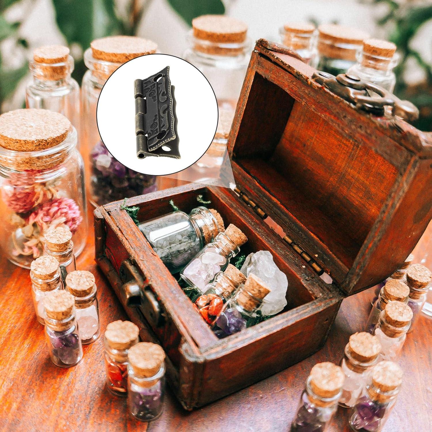 Kit de Bisagras y Cerraduras Vintage HOJLKLD - 4 Cerraduras y 8 Bisagras de Bronce Antiguo