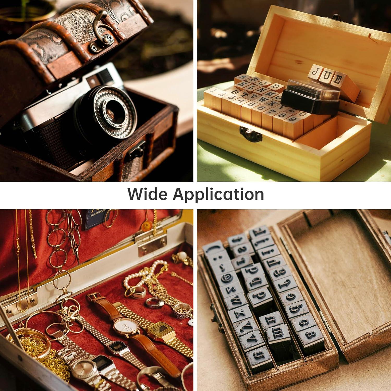 Kit de Bisagras y Cerraduras Vintage HOJLKLD - 4 Cerraduras y 8 Bisagras de Bronce Antiguo