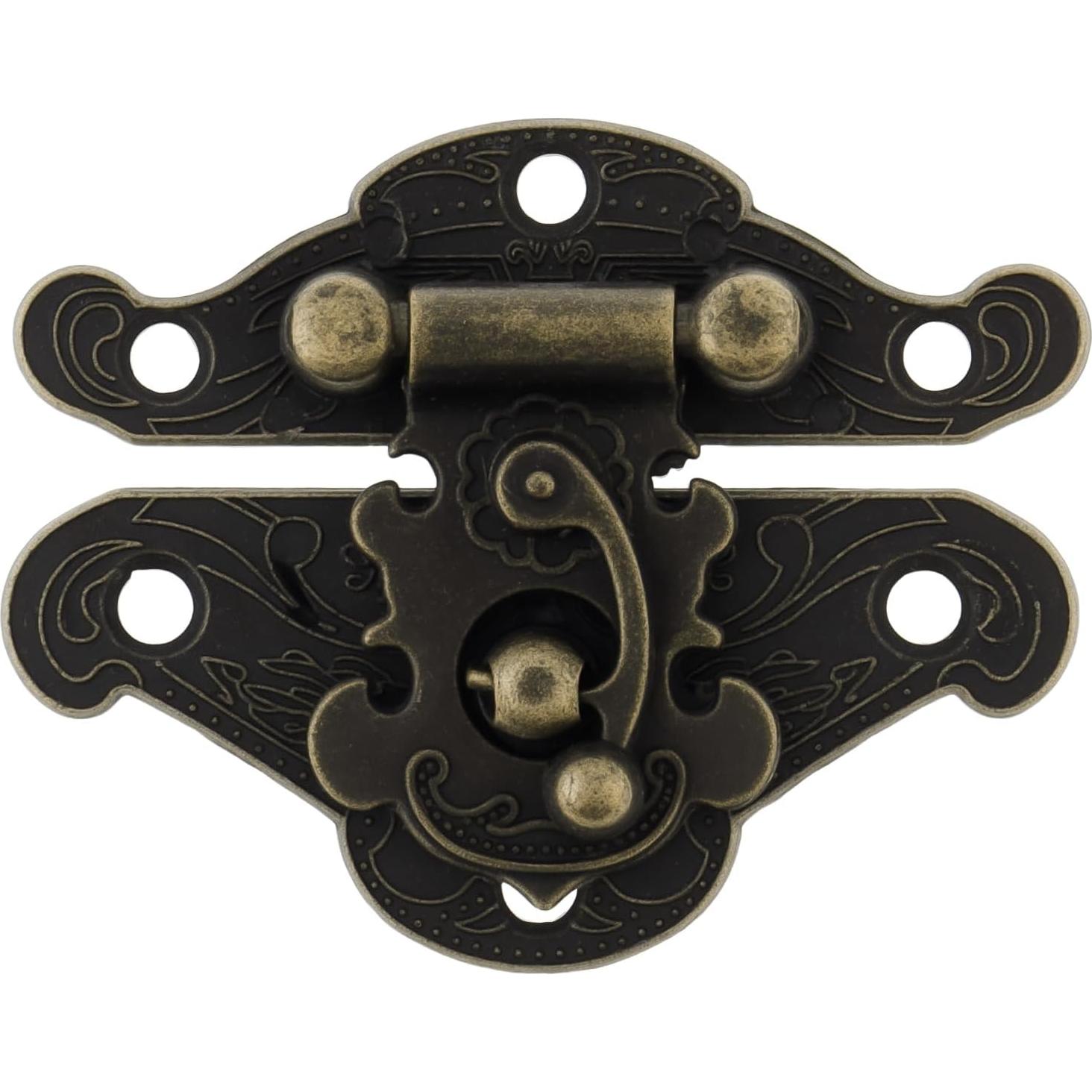 Kit de Bisagras y Cerraduras Vintage HOJLKLD - 4 Cerraduras y 8 Bisagras de Bronce Antiguo