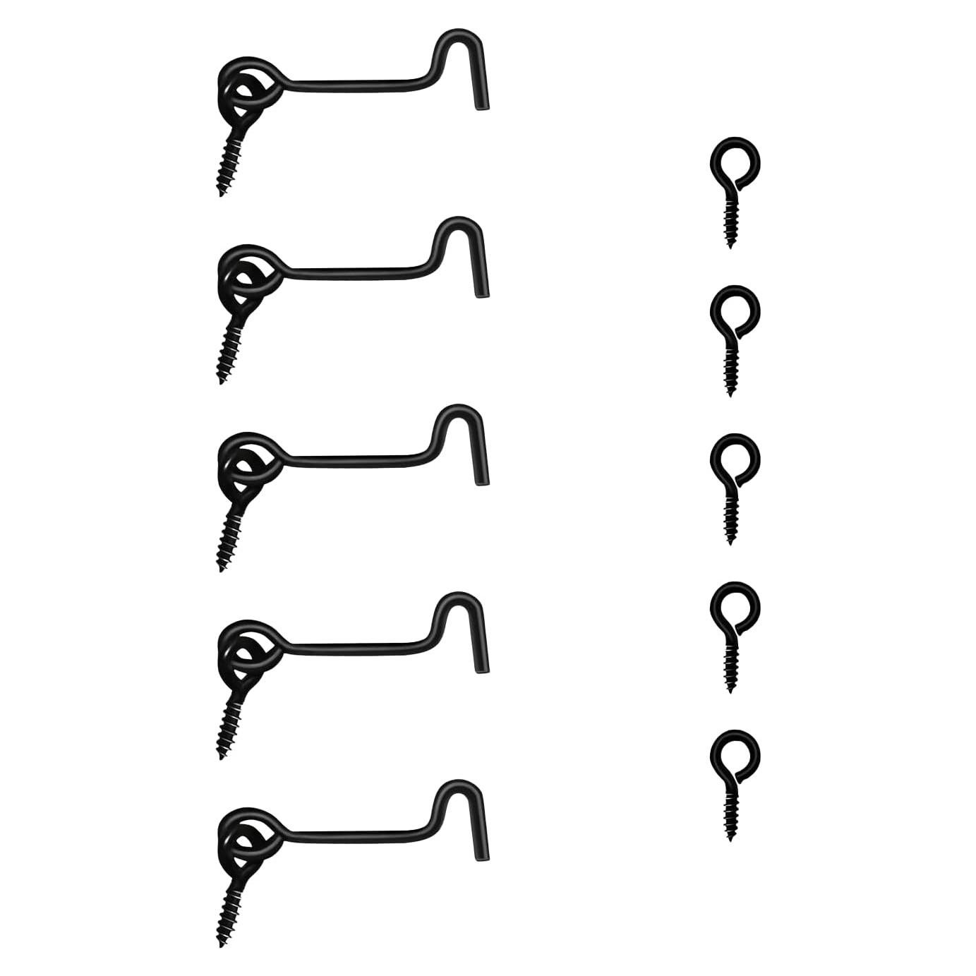 5 Ganchos de Pestillo de Puerta de Granja Yiiseejo 10.16 cm Negro