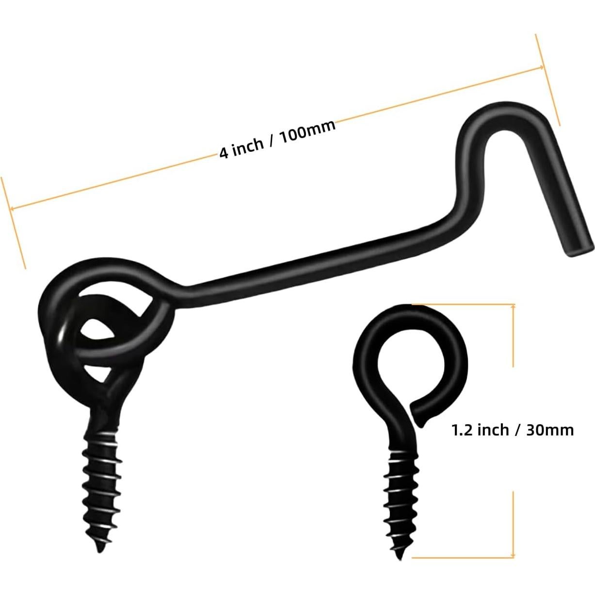 5 Ganchos de Pestillo de Puerta de Granja Yiiseejo 10.16 cm Negro