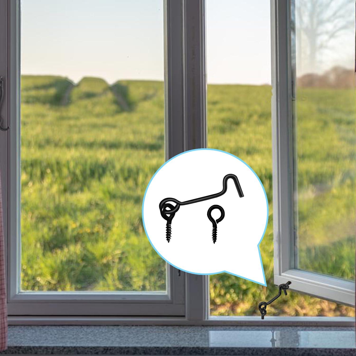 5 Ganchos de Pestillo de Puerta de Granja Yiiseejo 10.16 cm Negro