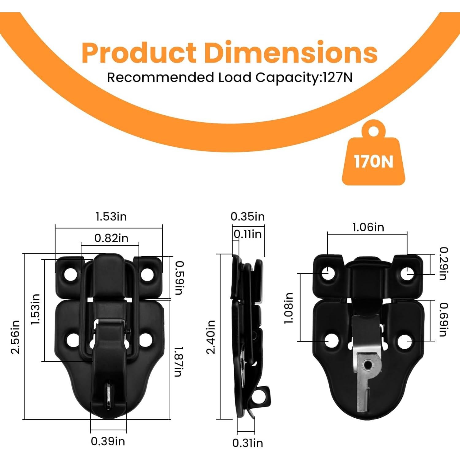 Cierres de Palanca U BAN U con Tornillos - 2 Piezas 5.89x3.98cm