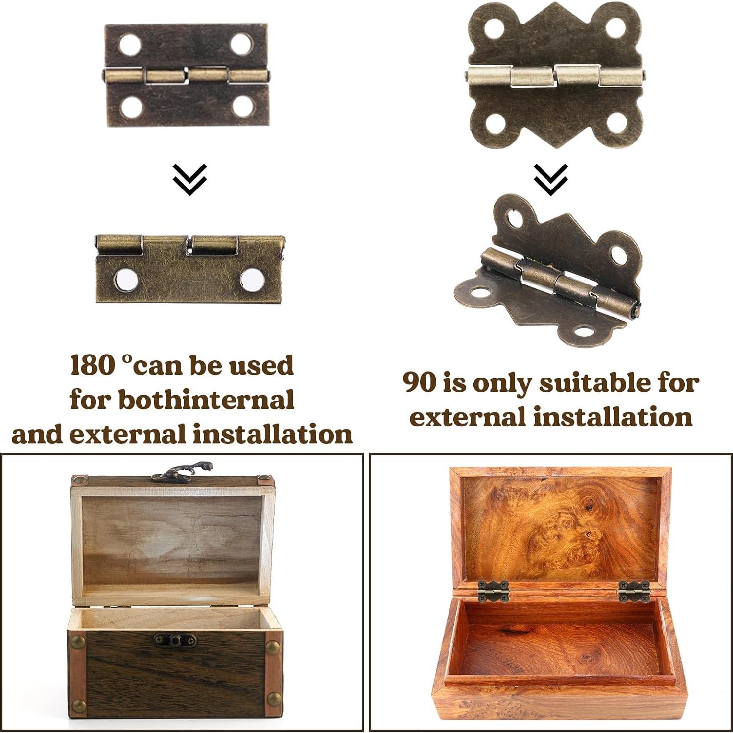 Juego de 24 Bisagras y Cerraduras Retro Psyqtsuary Bronce