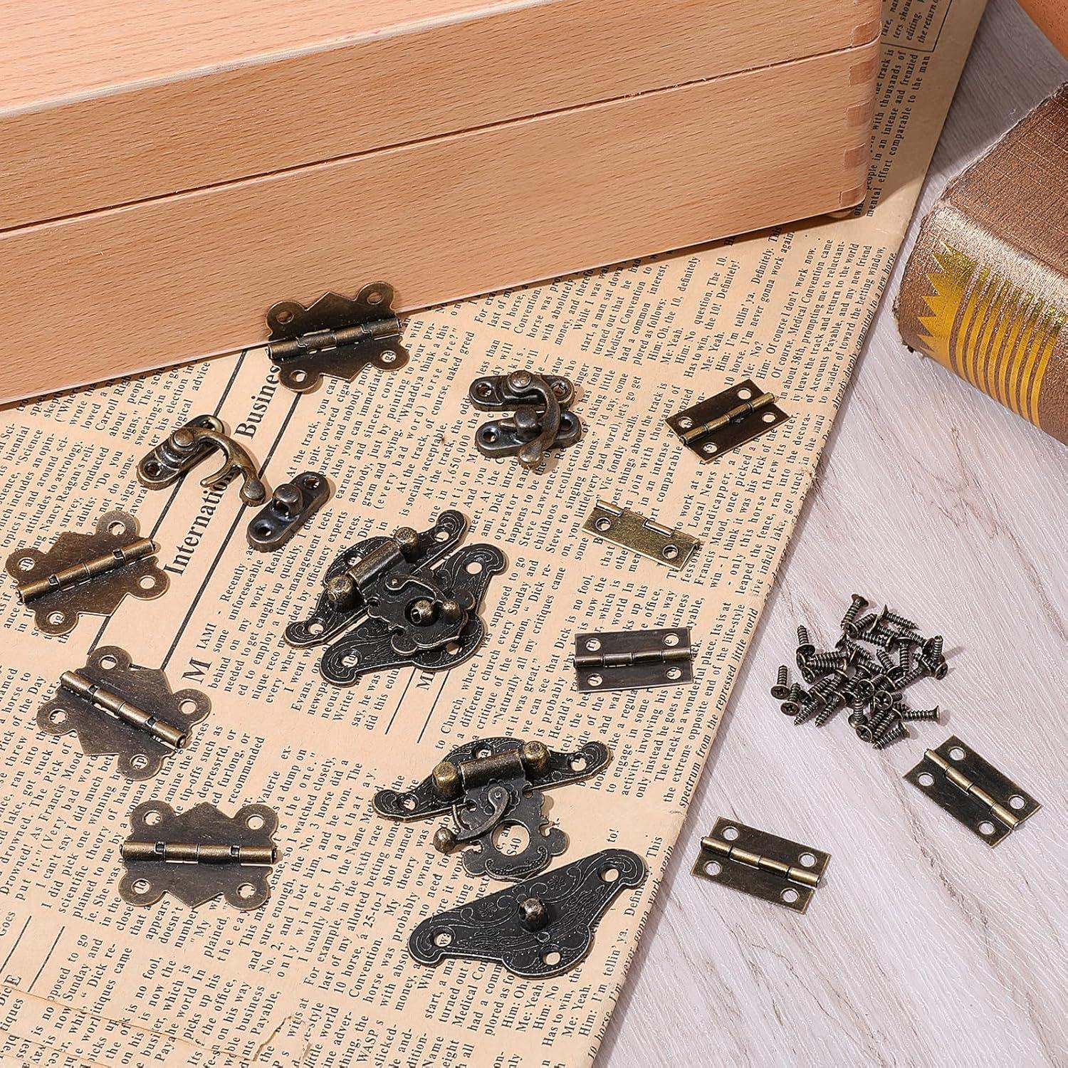 Juego de 24 Bisagras y Cerraduras Retro Psyqtsuary Bronce