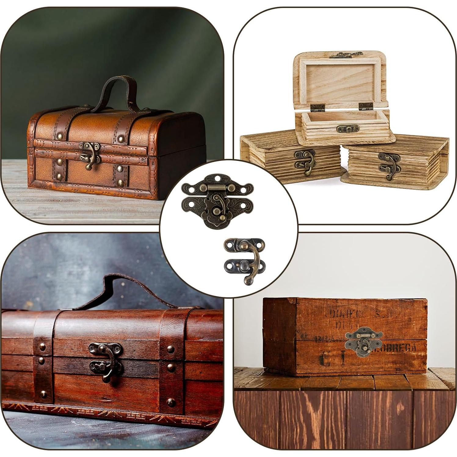 Juego de 24 Bisagras y Cerraduras Retro Psyqtsuary Bronce