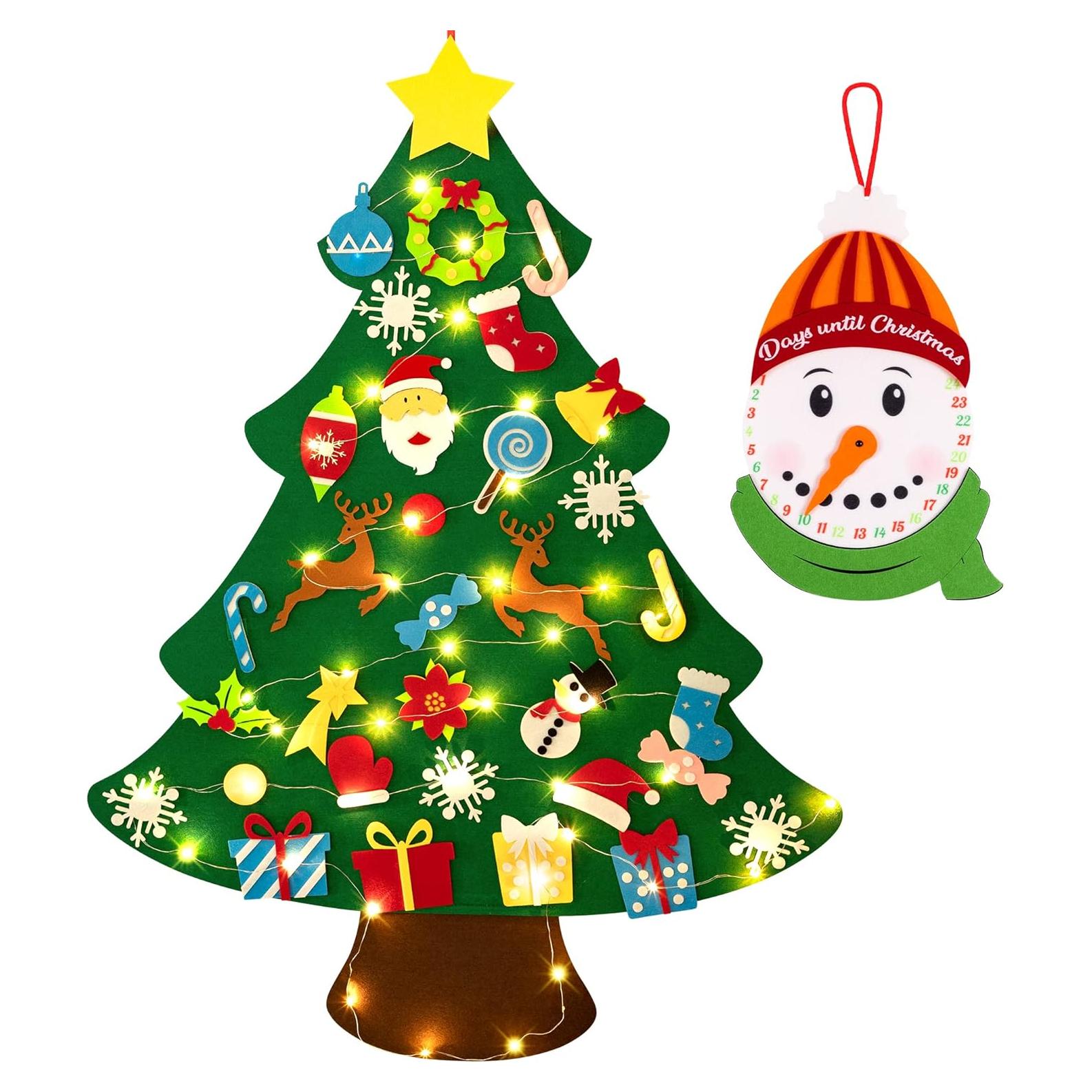 Juego de Árbol de Navidad de Fieltro JollyLife 95x70cm + Calendario de Adviento