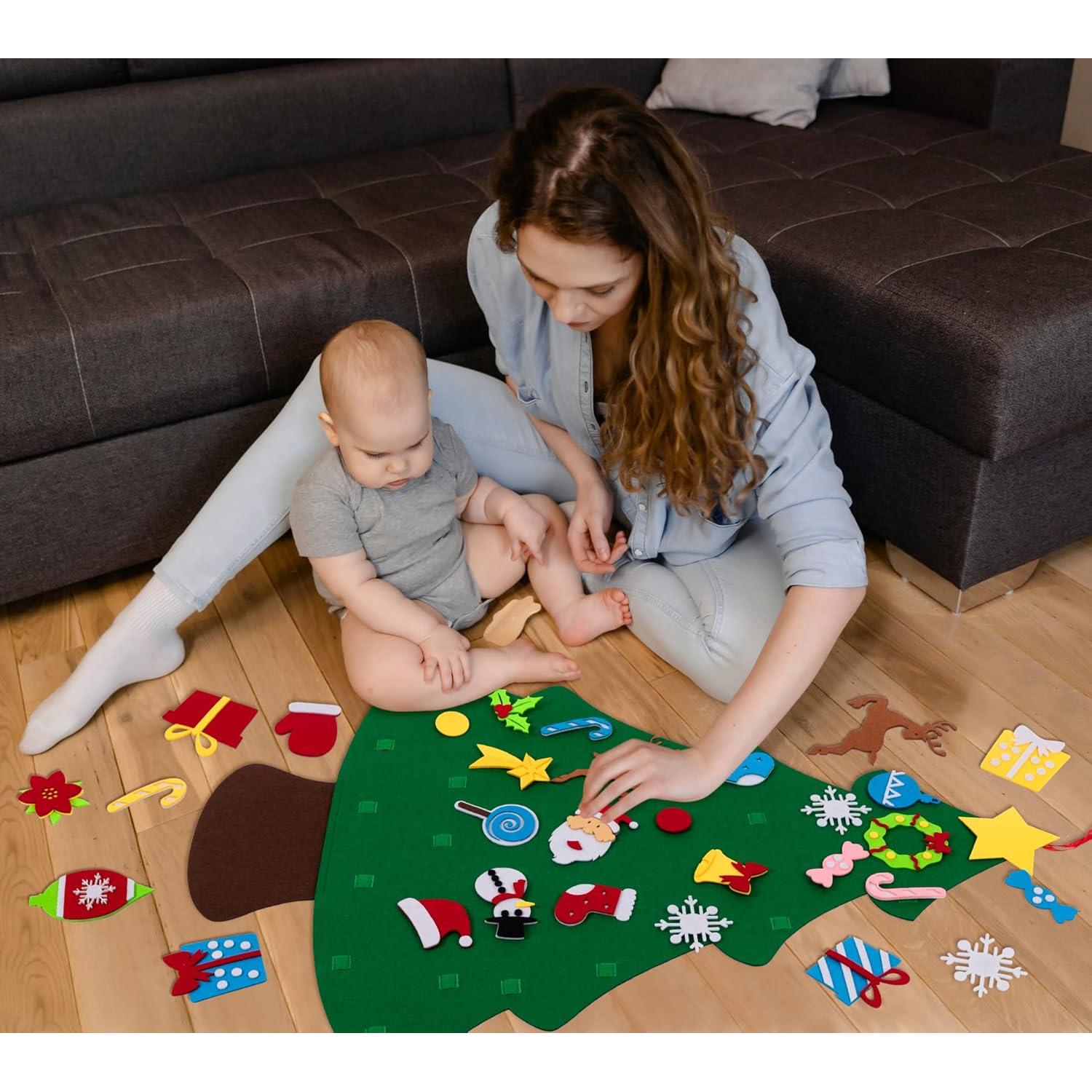 Juego de Árbol de Navidad de Fieltro JollyLife 95x70cm + Calendario de Adviento