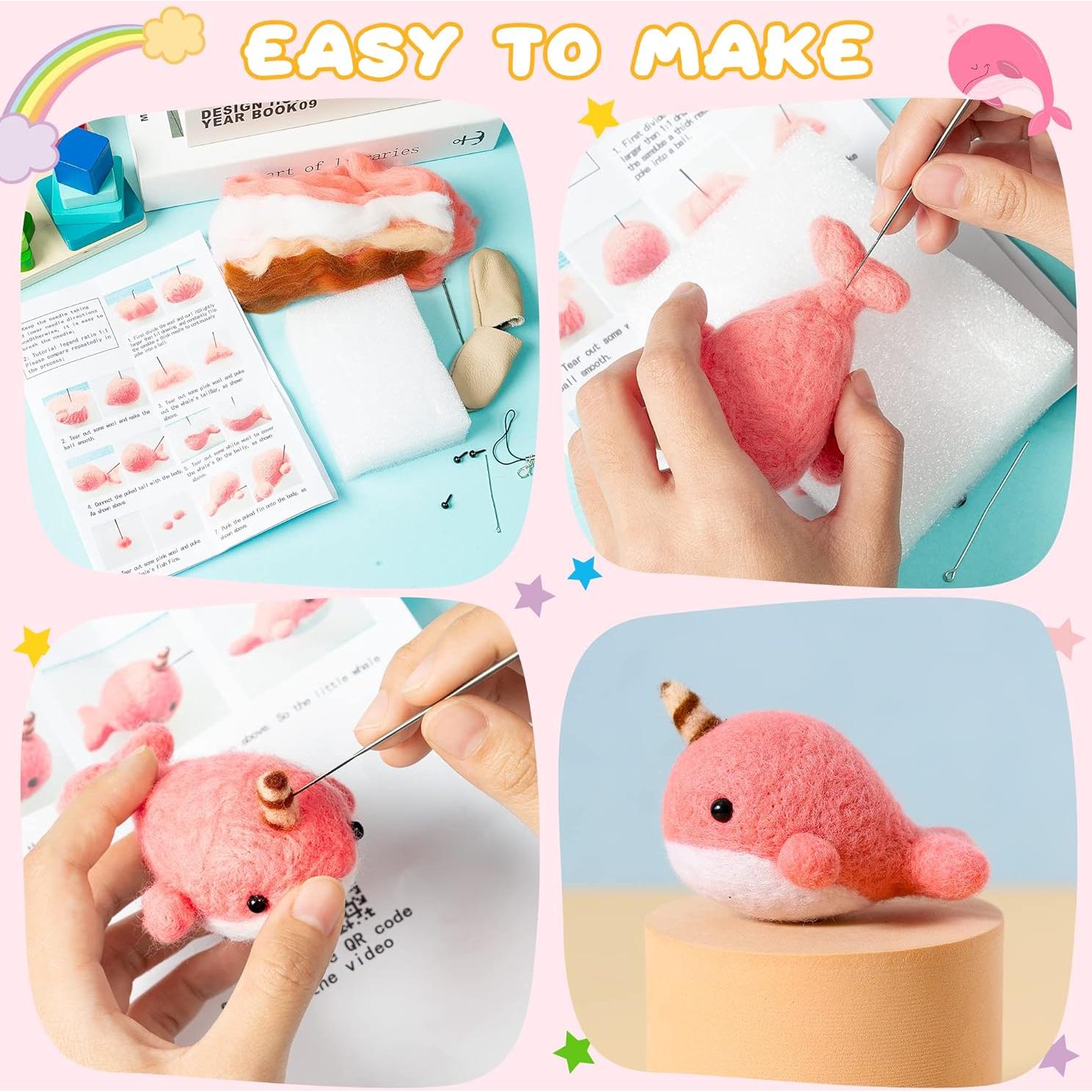 Kit de Manualidades WATINC Fieltro con Aguja 4 Animales DIY