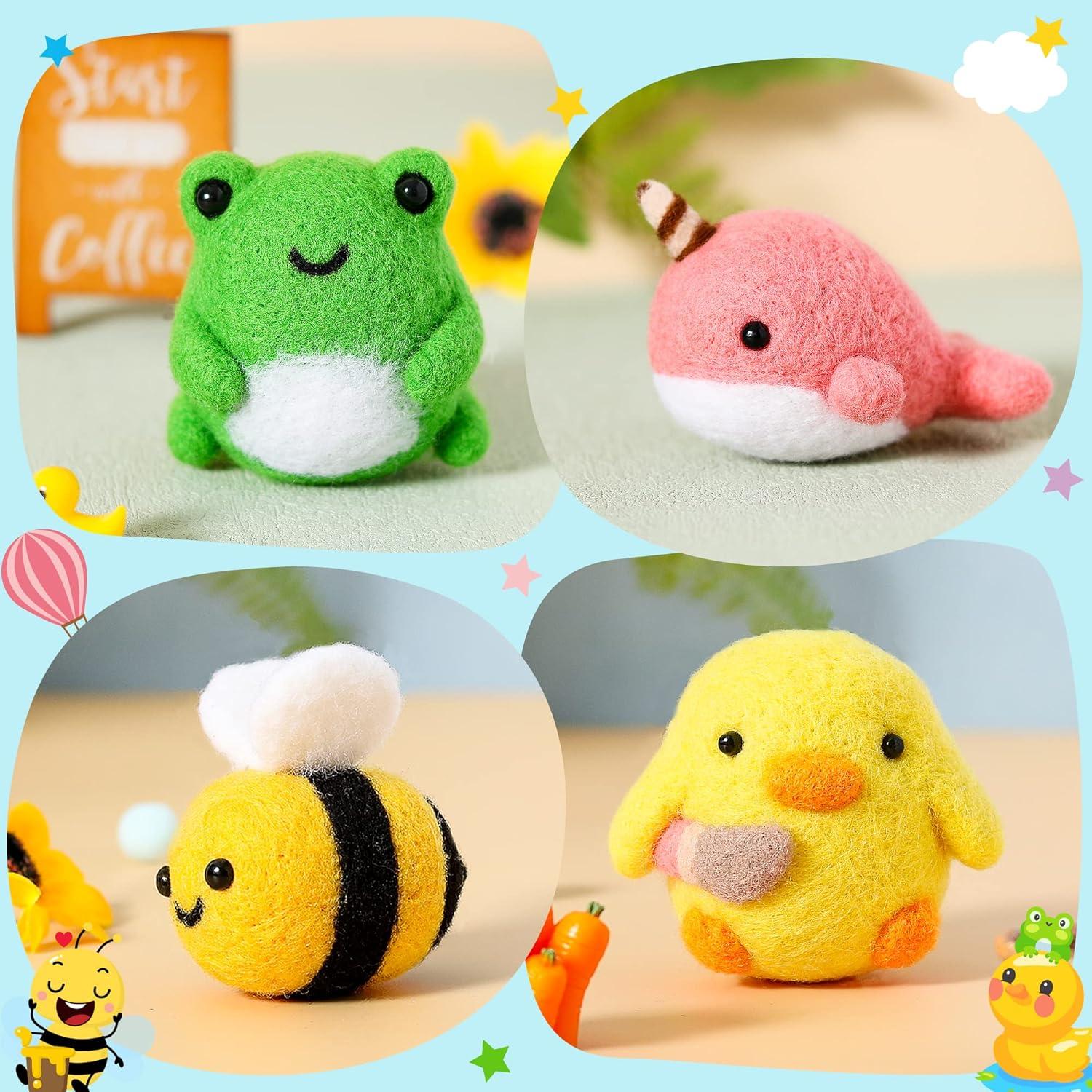 Kit de Manualidades WATINC Fieltro con Aguja 4 Animales DIY