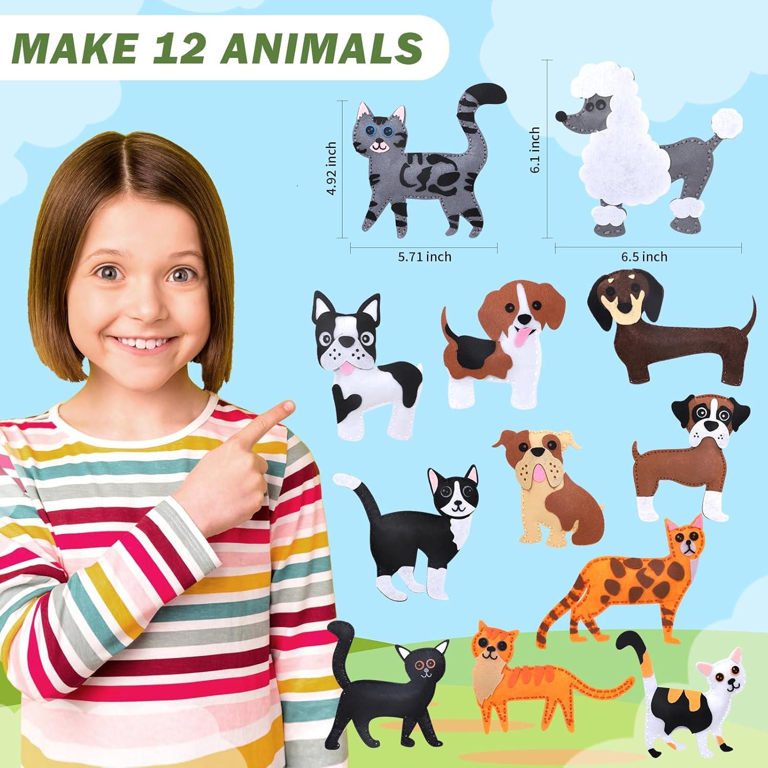 Kit de Costura para Niños JEEKALO 12 Animales Fieltro DIY