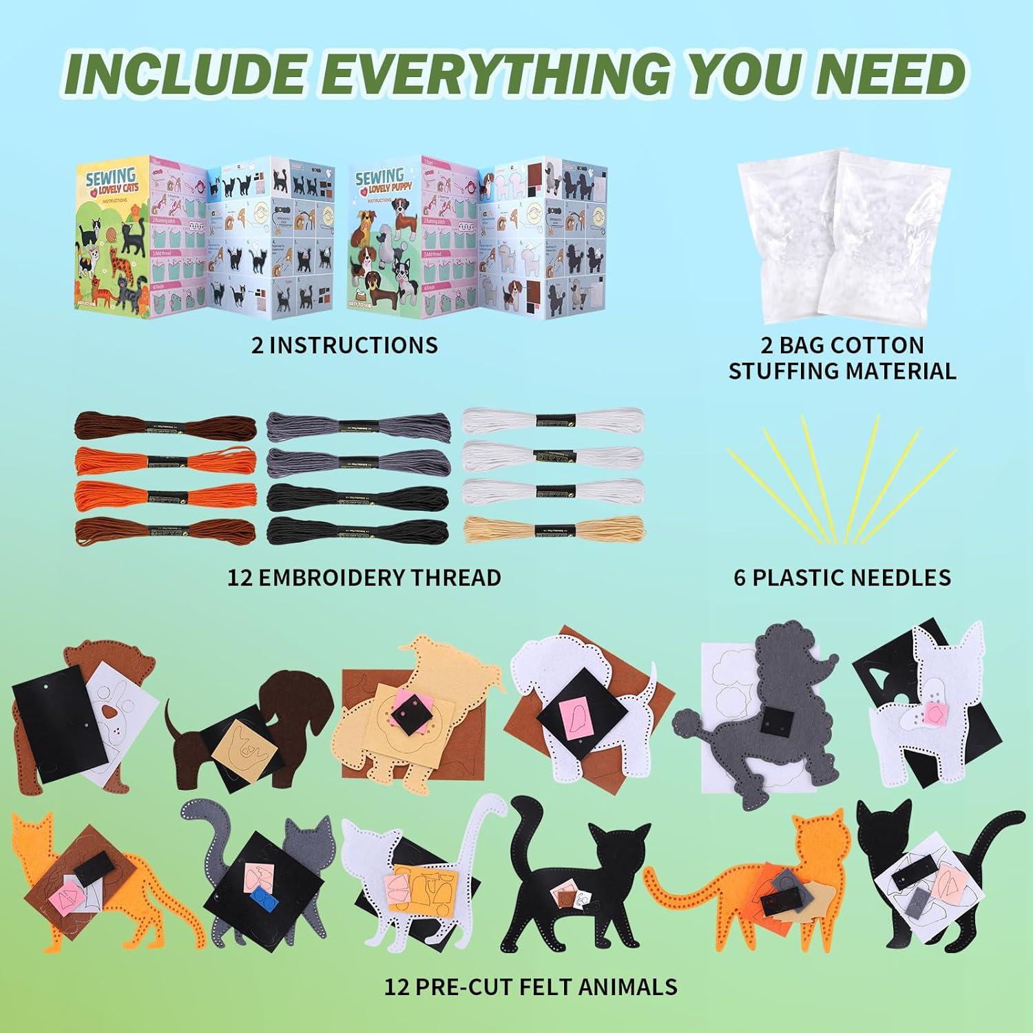 Kit de Costura para Niños JEEKALO 12 Animales Fieltro DIY