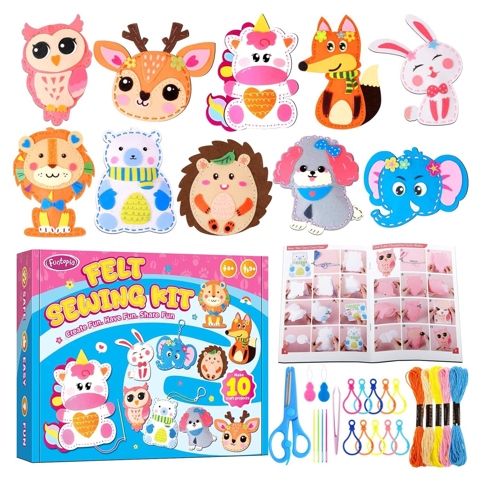 Kit de Costura Funtopia para Niños - 10 Proyectos DIY de Animales