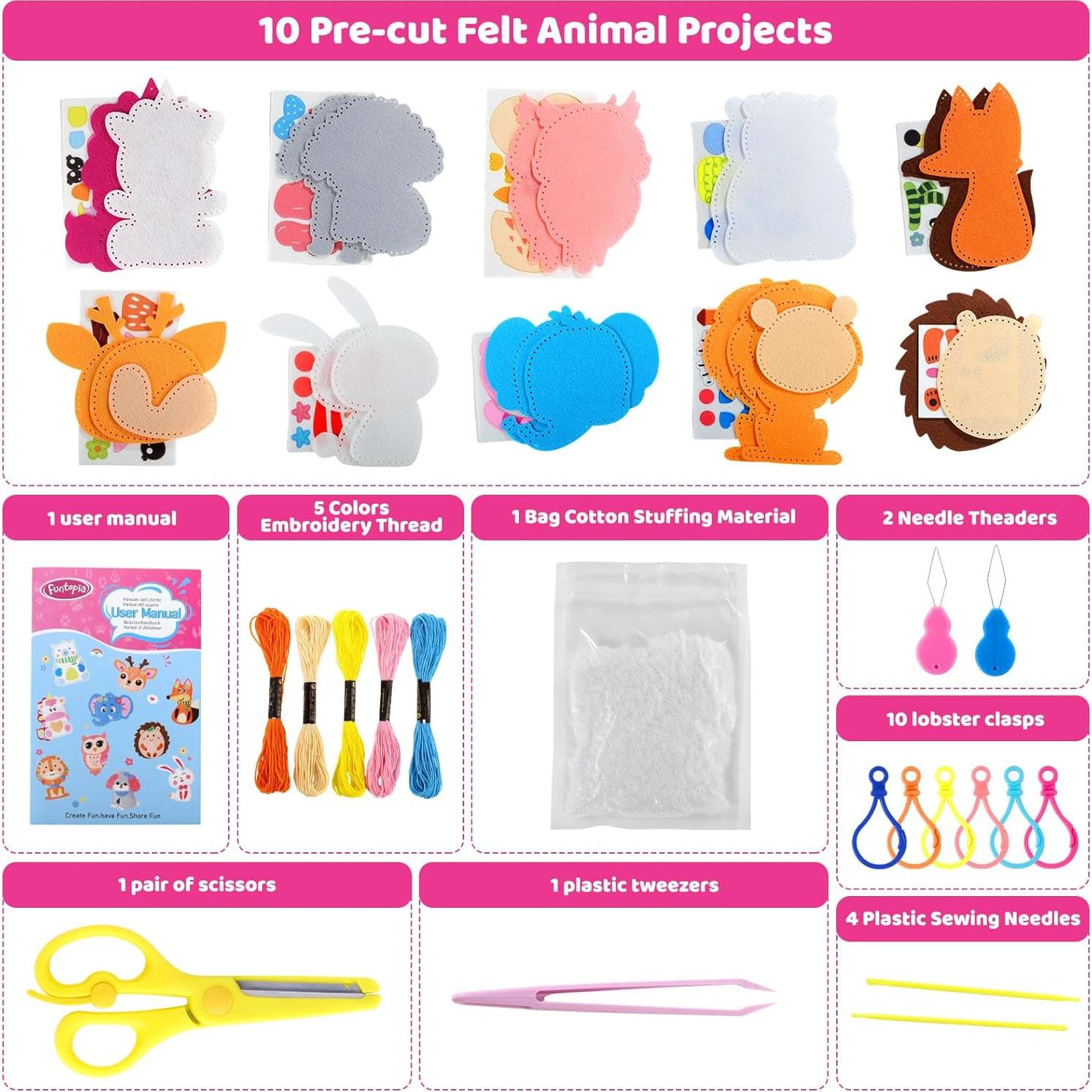 Kit de Costura Funtopia para Niños - 10 Proyectos DIY de Animales