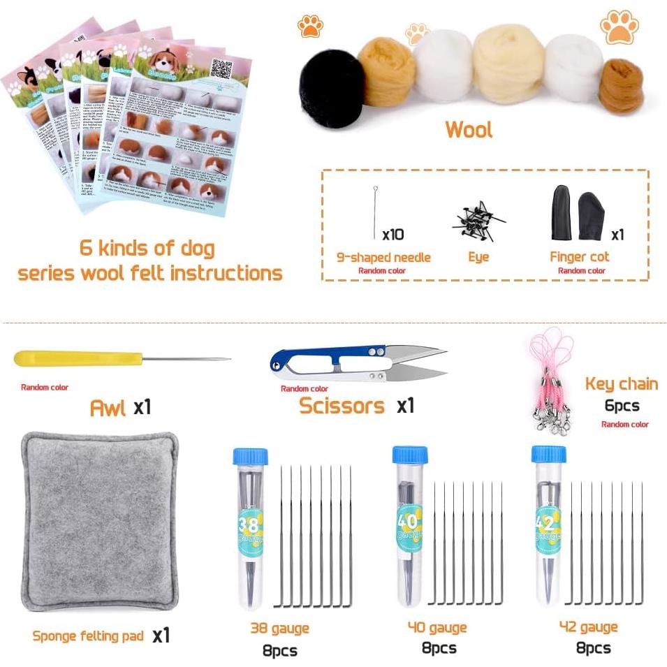 Kit de Fieltro de Aguja DUKOIPP 45 Piezas para DIY Animales