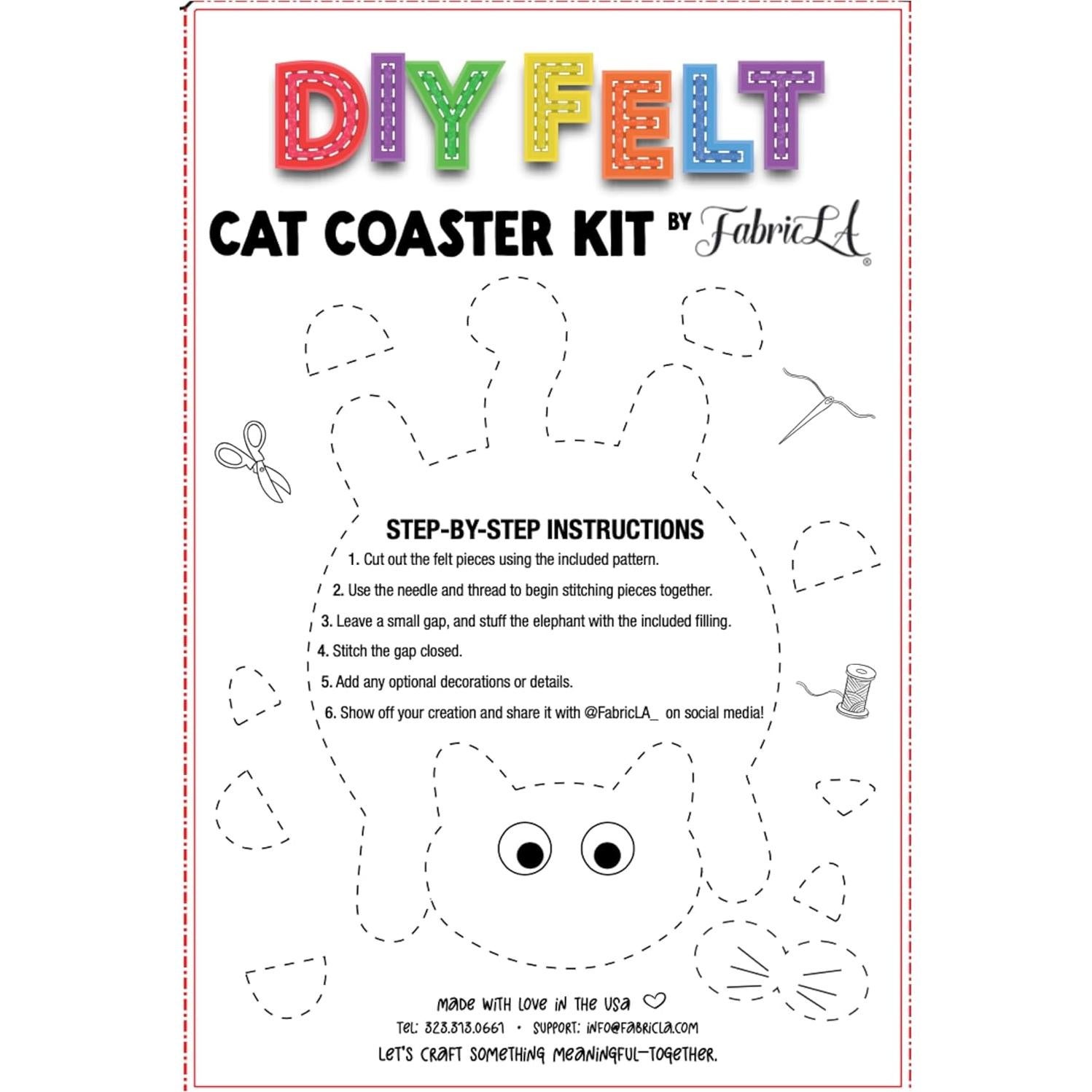 Kit de Manualidades de Fieltro FabricLA - Posavasos Gato DIY