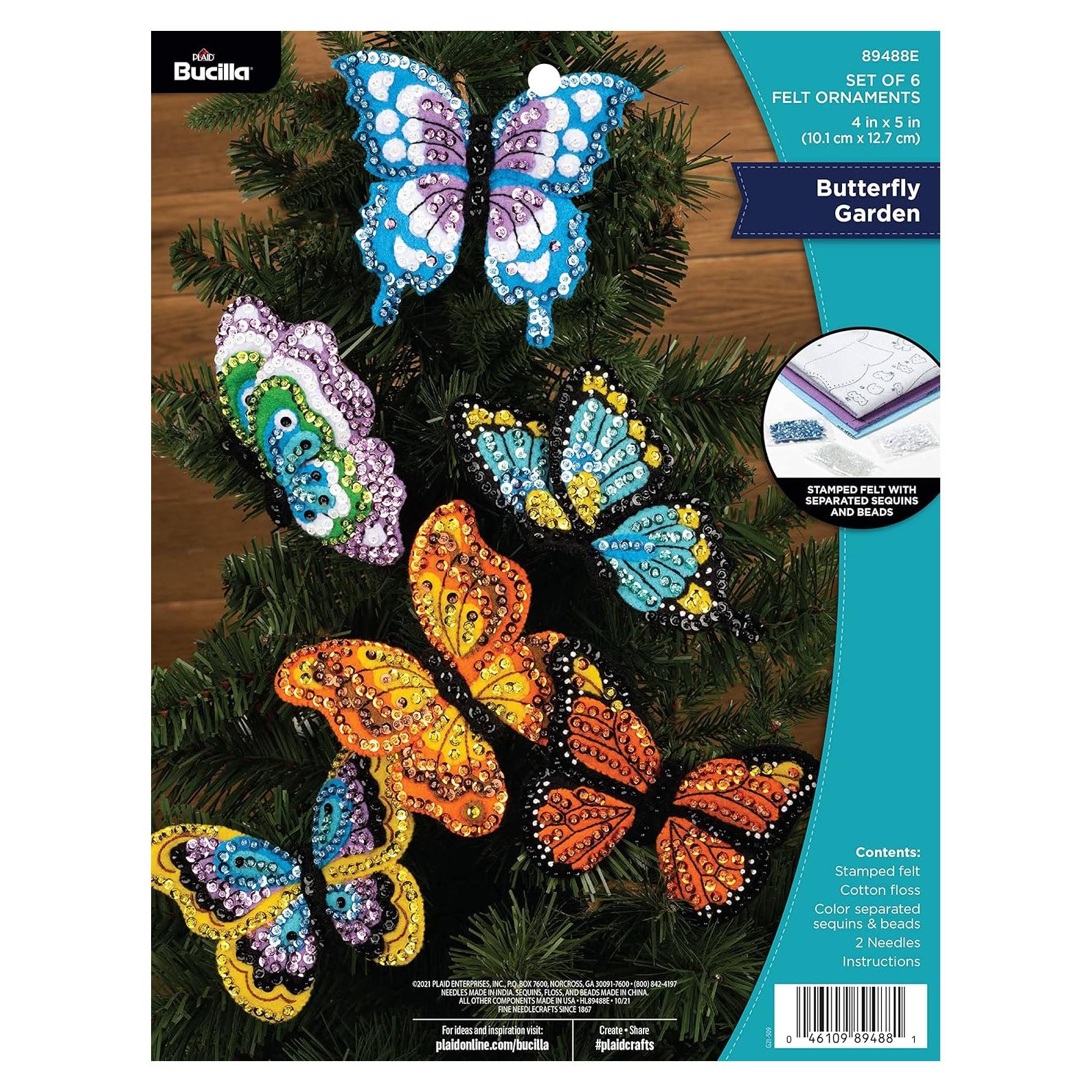 Kit de Ornamentación de Fieltro Bucilla Jardín de Mariposas 6 Piezas