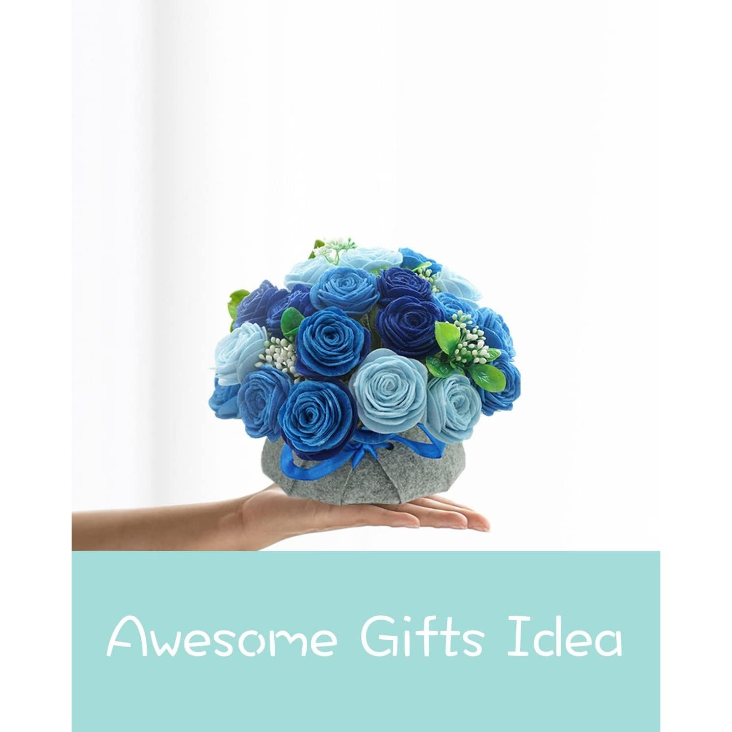 Kit de Artesanía de Flores de Fieltro BAZIMA - Ramo de Rosas Azules