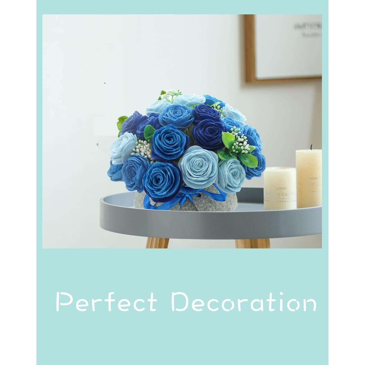 Kit de Artesanía de Flores de Fieltro BAZIMA - Ramo de Rosas Azules