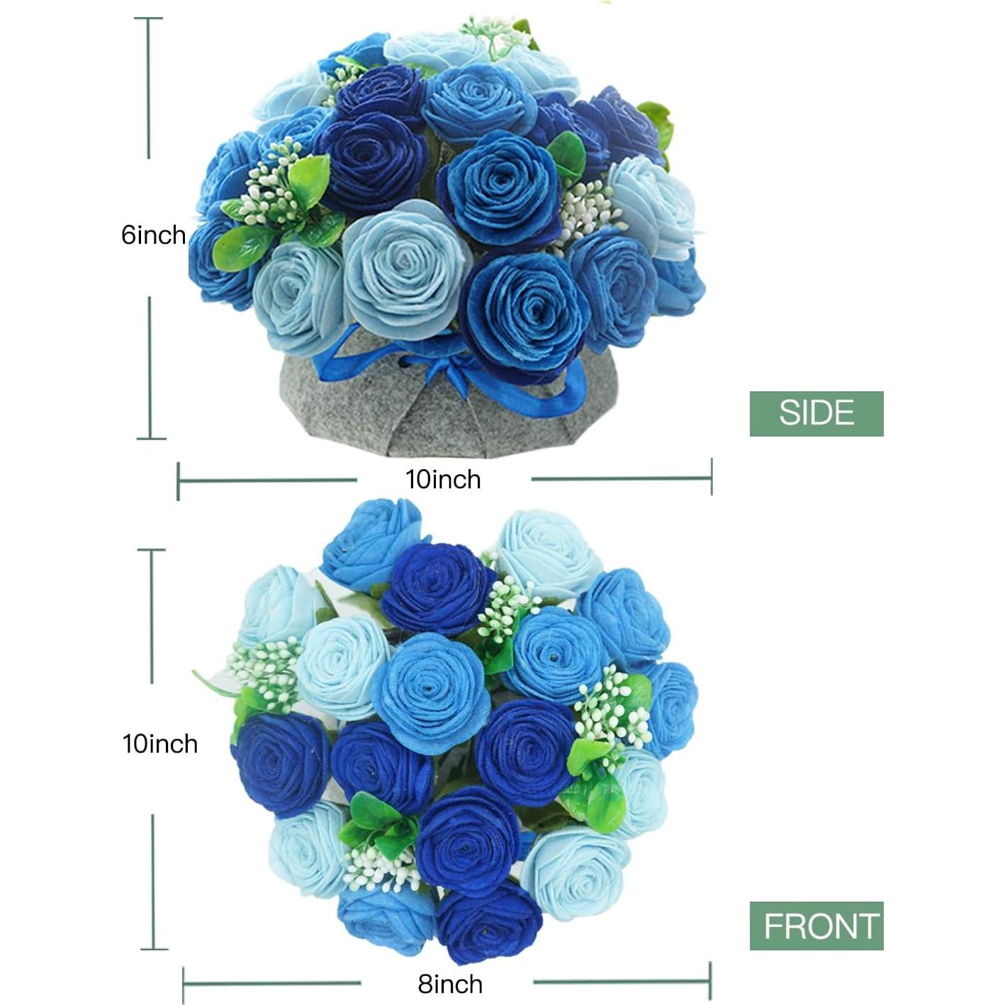 Kit de Artesanía de Flores de Fieltro BAZIMA - Ramo de Rosas Azules