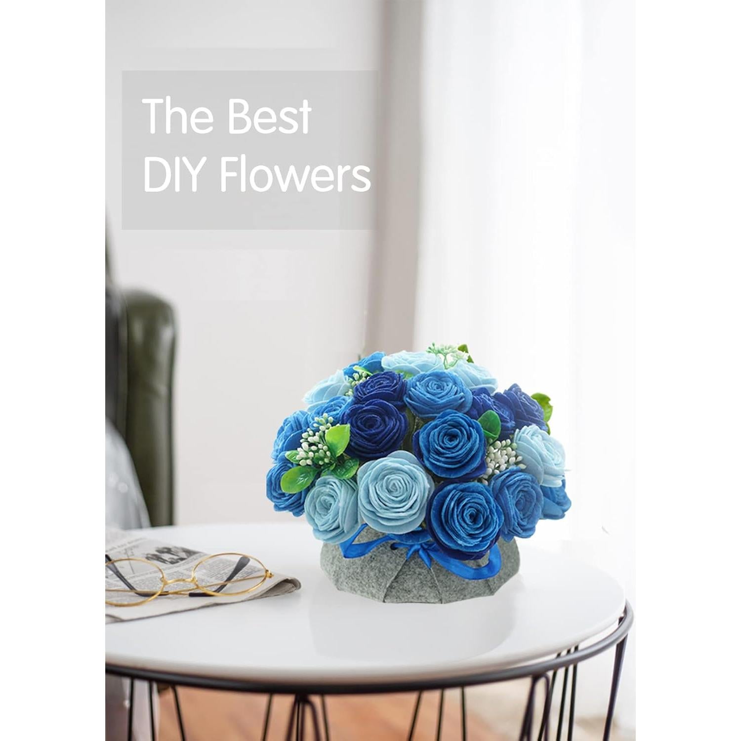 Kit de Artesanía de Flores de Fieltro BAZIMA - Ramo de Rosas Azules