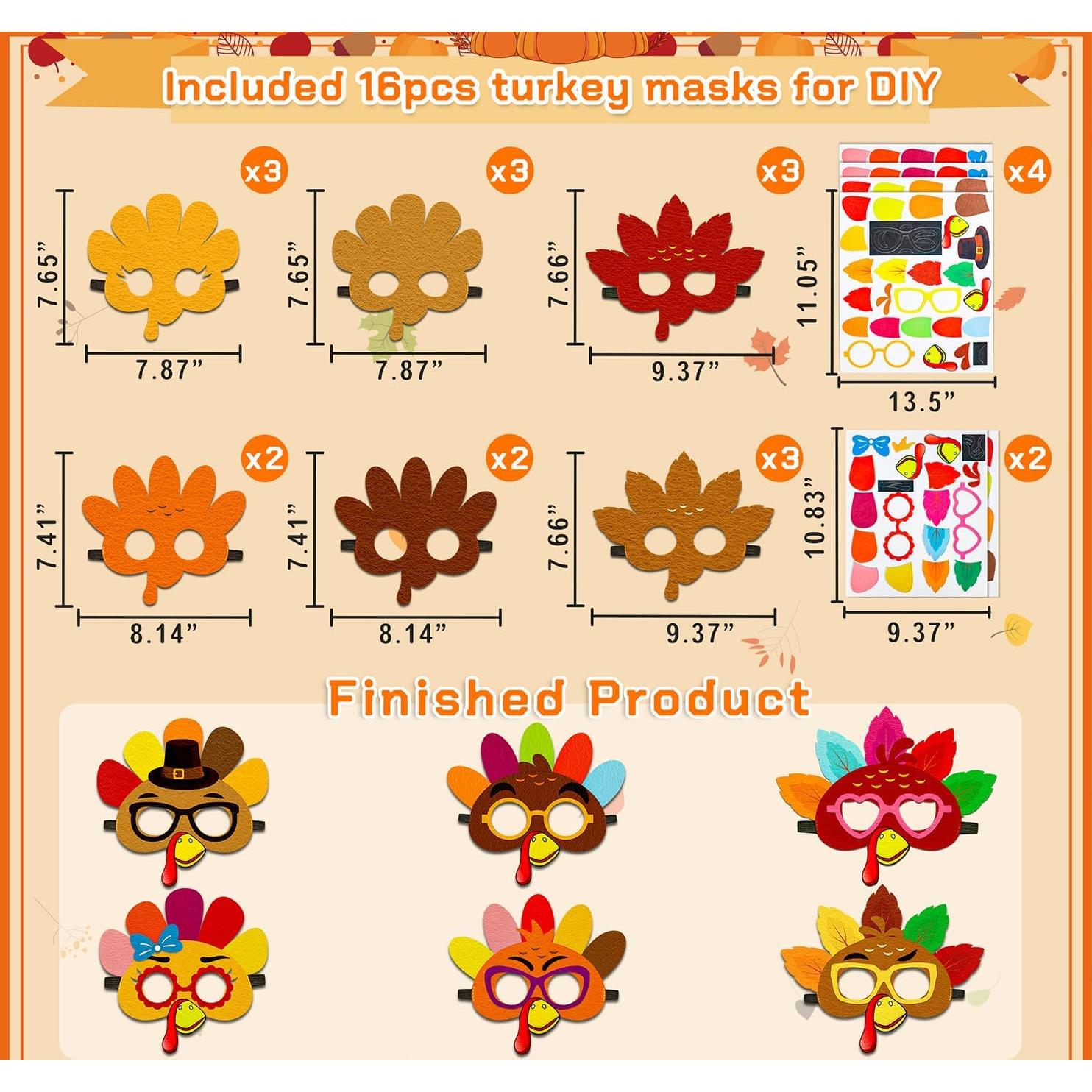 Kit de Manualidades Acción de Gracias 16 Piezas Fieltro 80UncleKimby