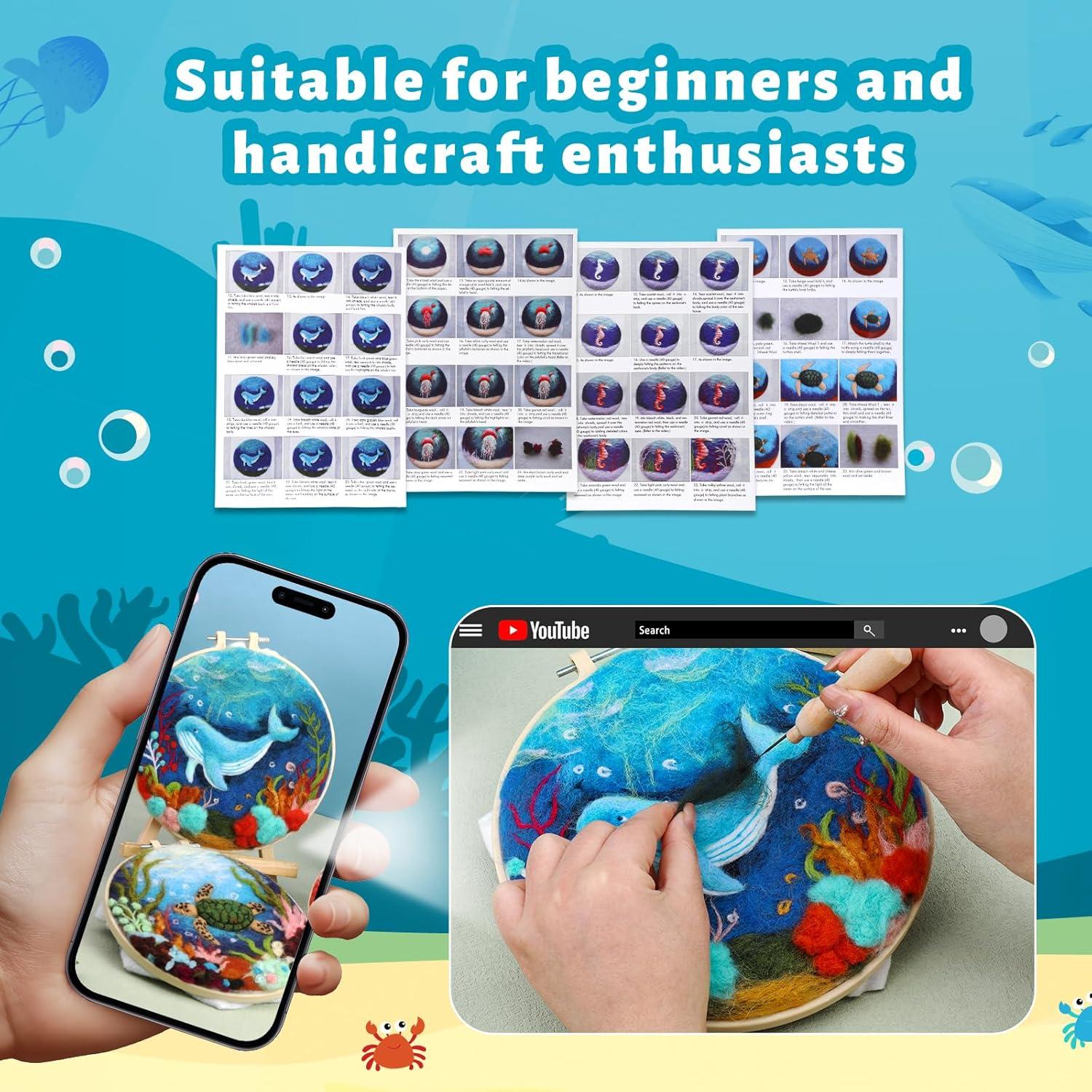 Kit de Fieltro de Aguja Fedmut para Principiantes - 4 Animales Marinos