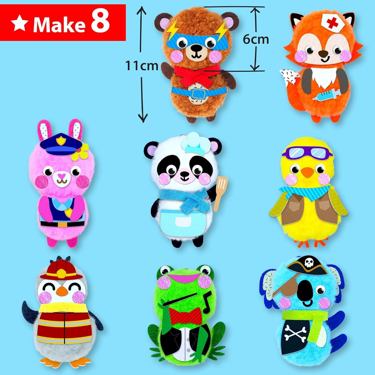 Kit de Manualidades Pom Pom KRAFUN - 8 Animales DIY para Niños
