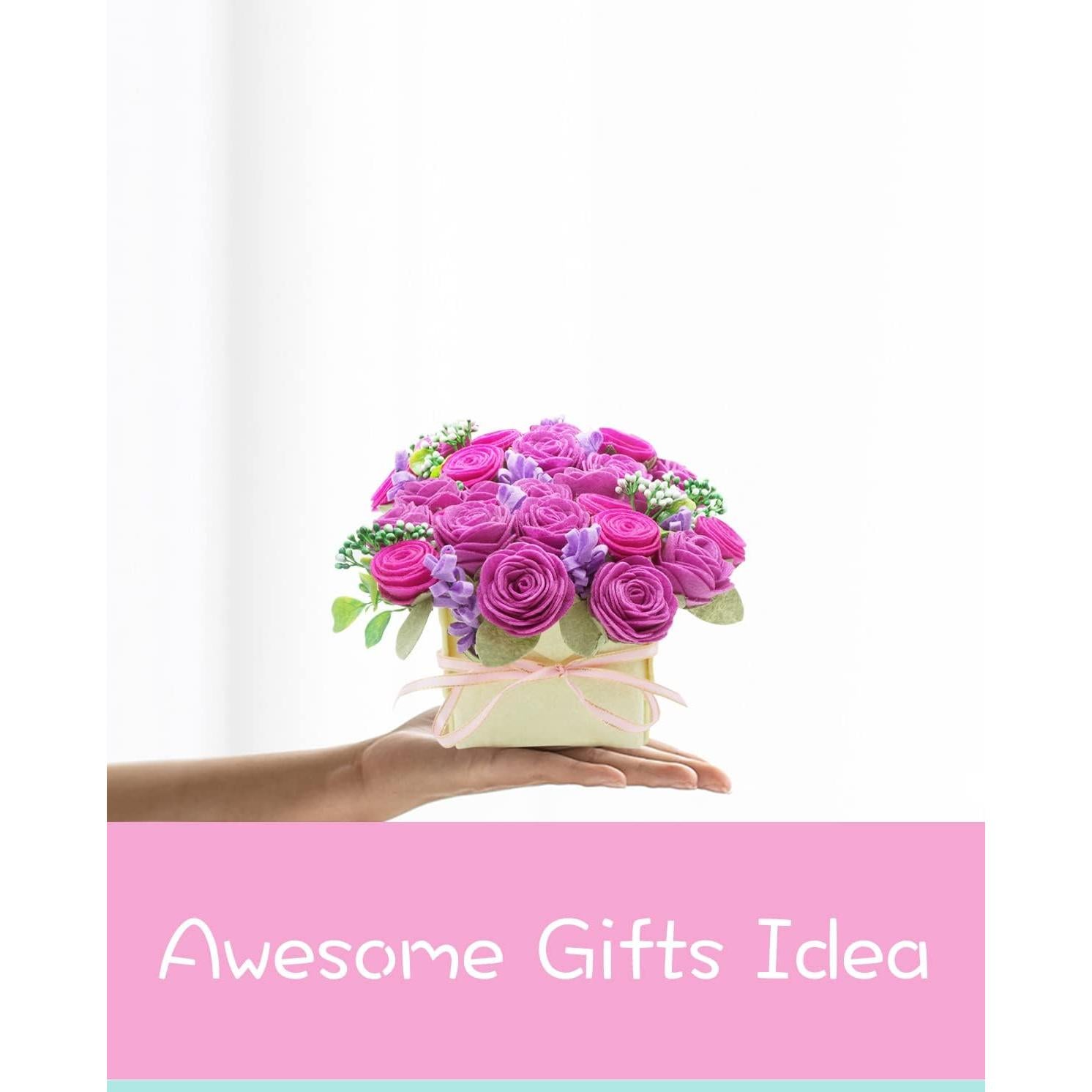 Kit de Manualidades BAZIMA - Flores de Fieltro Rosa y Lavanda