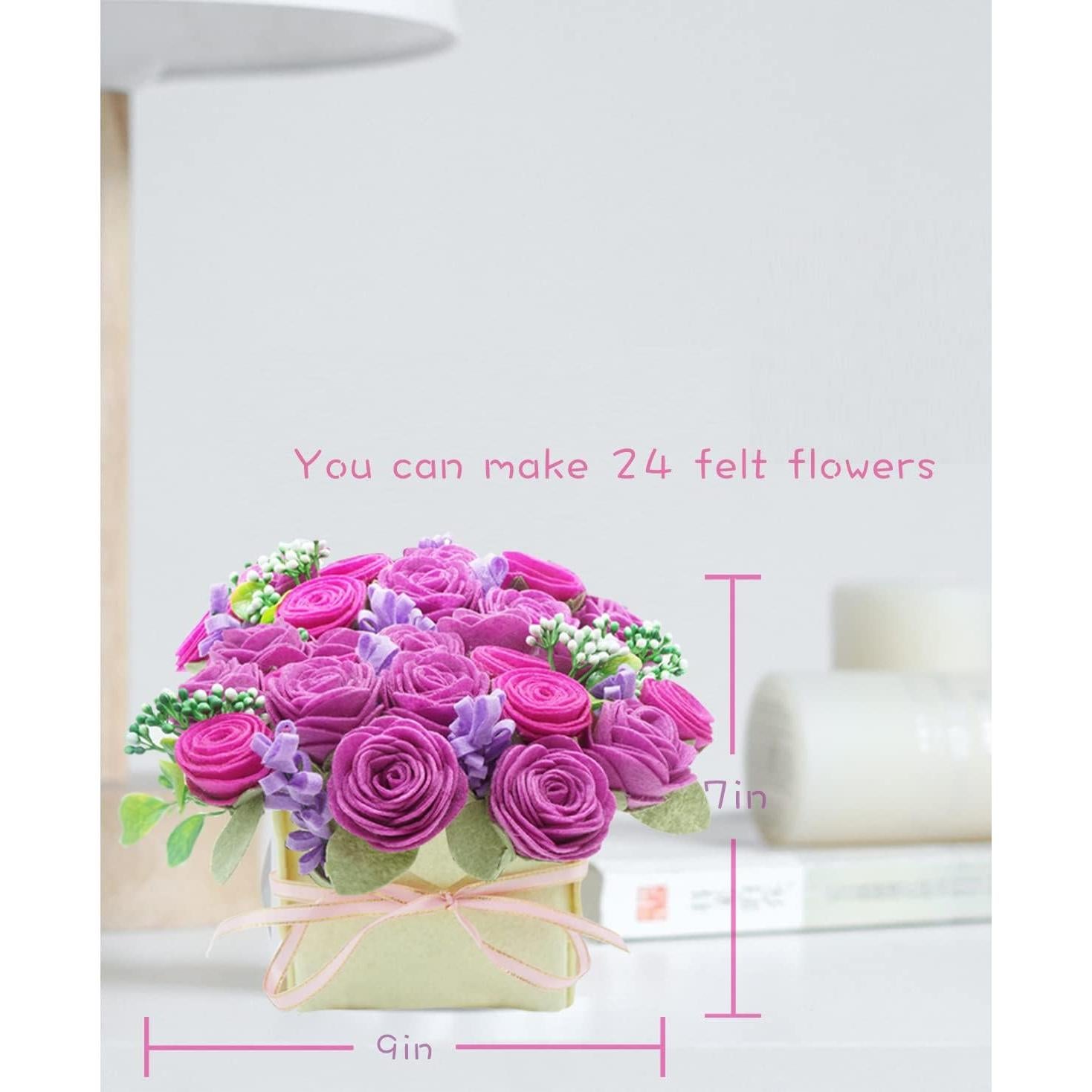 Kit de Manualidades BAZIMA - Flores de Fieltro Rosa y Lavanda