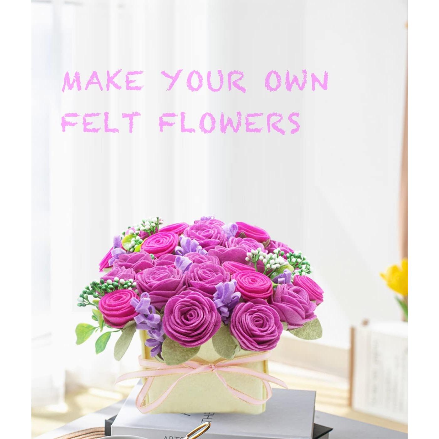 Kit de Manualidades BAZIMA - Flores de Fieltro Rosa y Lavanda