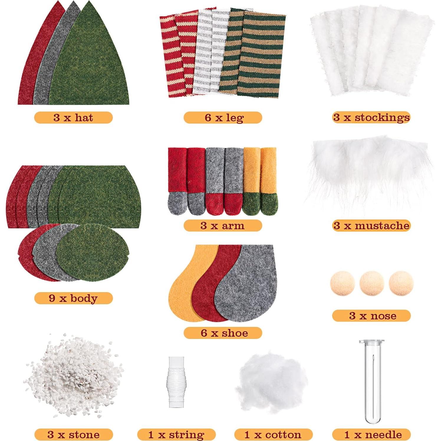 Kit de Gnomos DIY Threan 3 Set Adornos de Fieltro Navidad