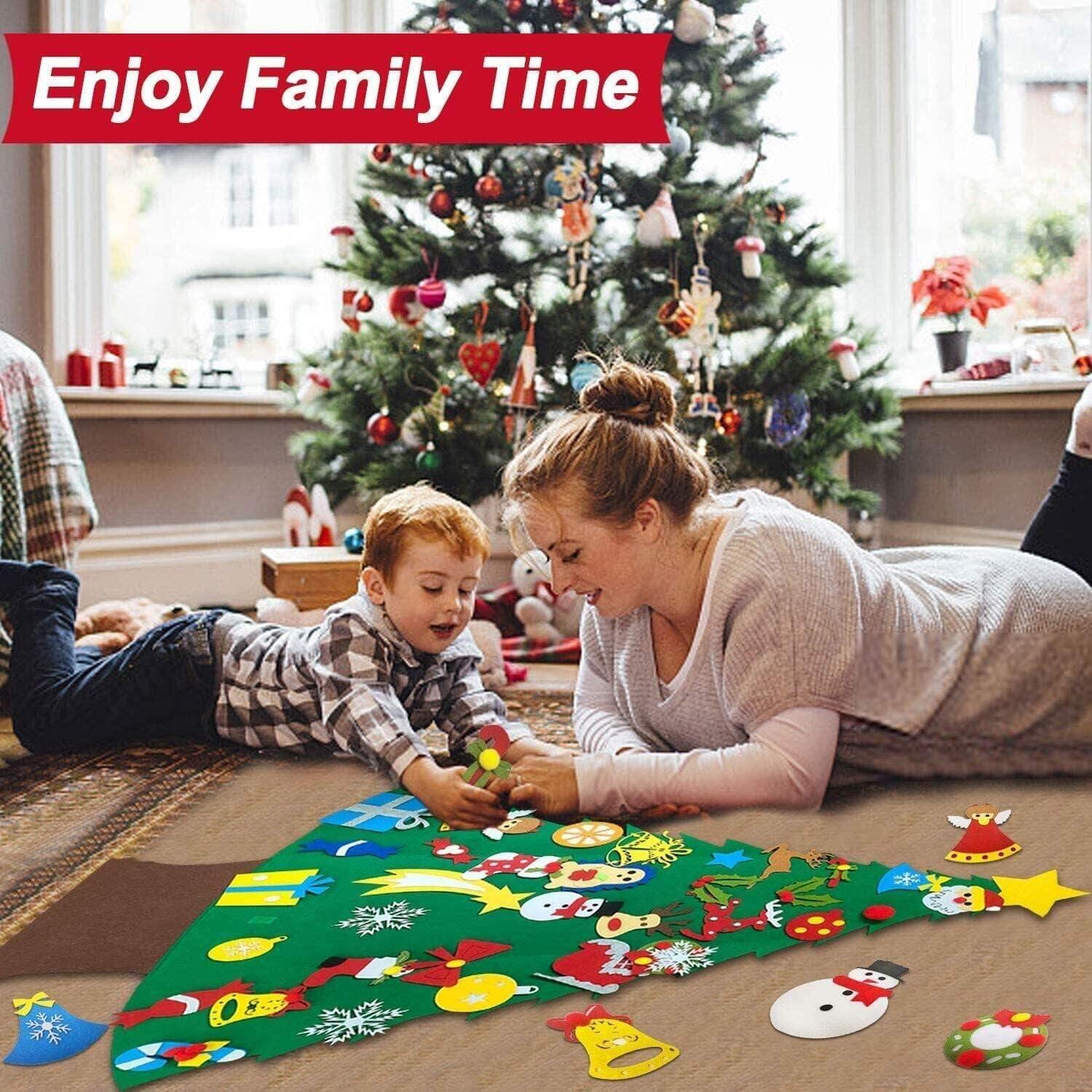 Árbol de Navidad de Fieltro Camlinbo 1.1m DIY con Luces y 34 Adornos