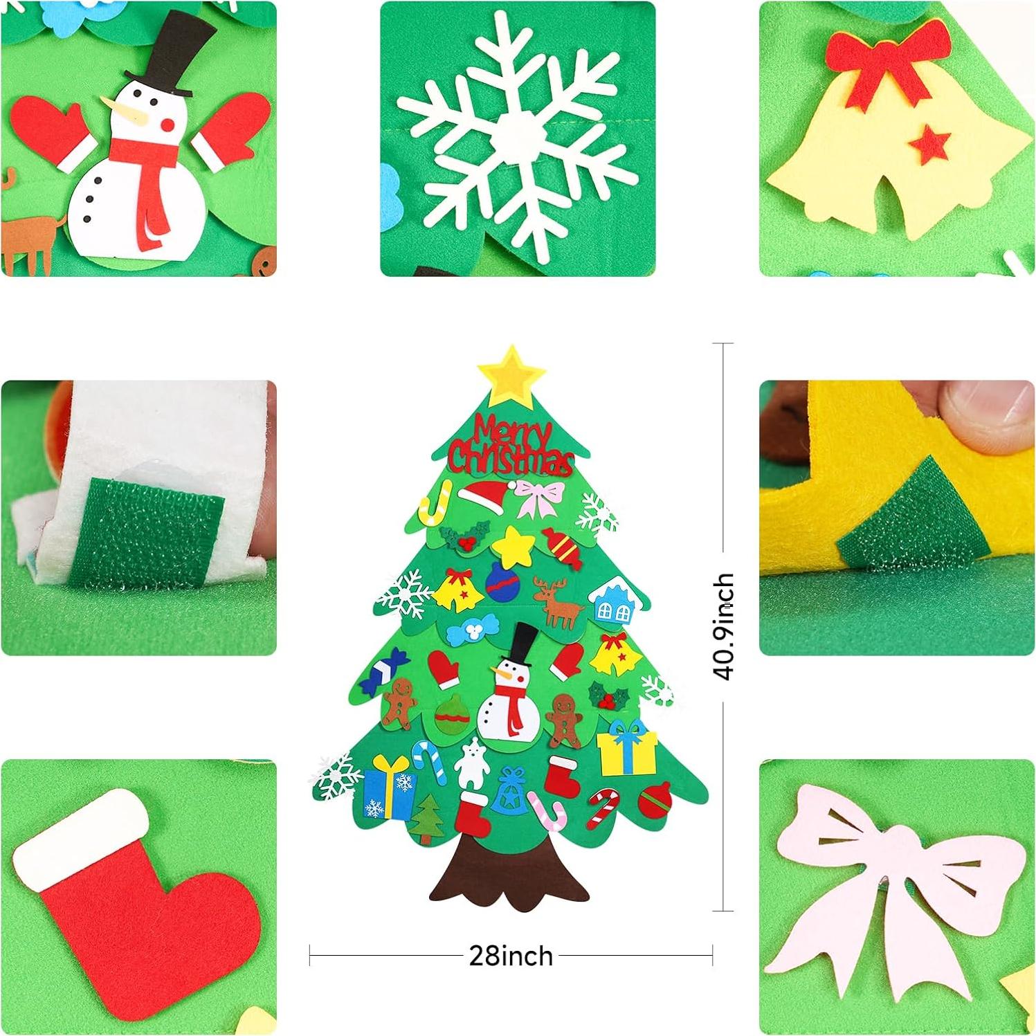 Árbol de Navidad de Fieltro DIY Srkmxzr 99x66 cm con Luces