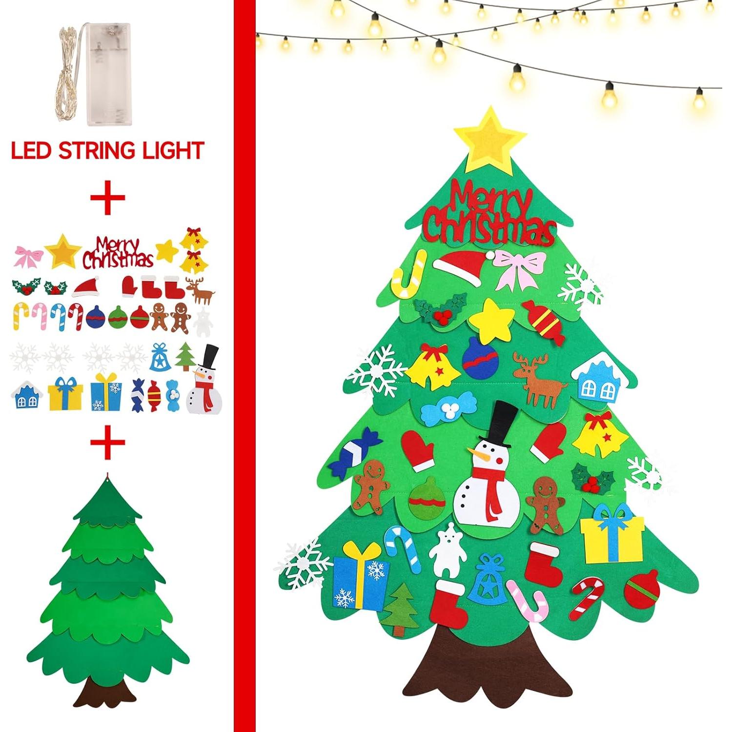 Árbol de Navidad de Fieltro DIY Srkmxzr 99x66 cm con Luces