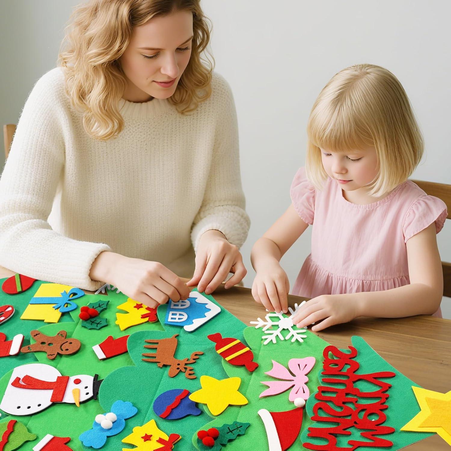 Árbol de Navidad de Fieltro DIY Srkmxzr 99x66 cm con Luces